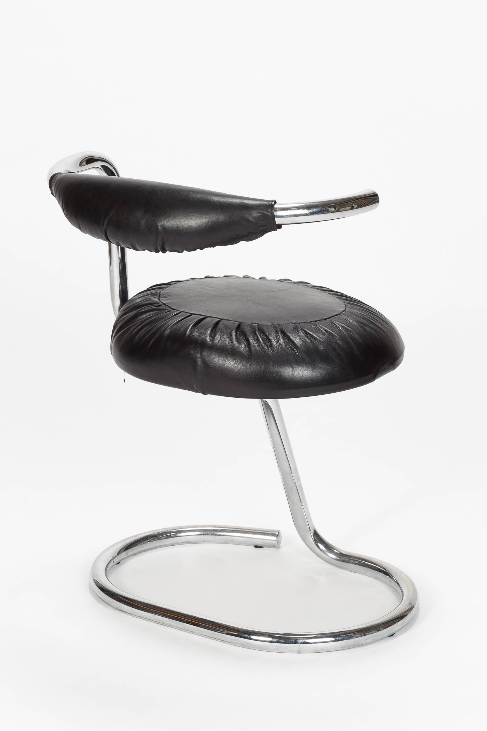 Stainless Steel Pair of Giotto Stoppino Cobra Chairs, 1970s For Sale