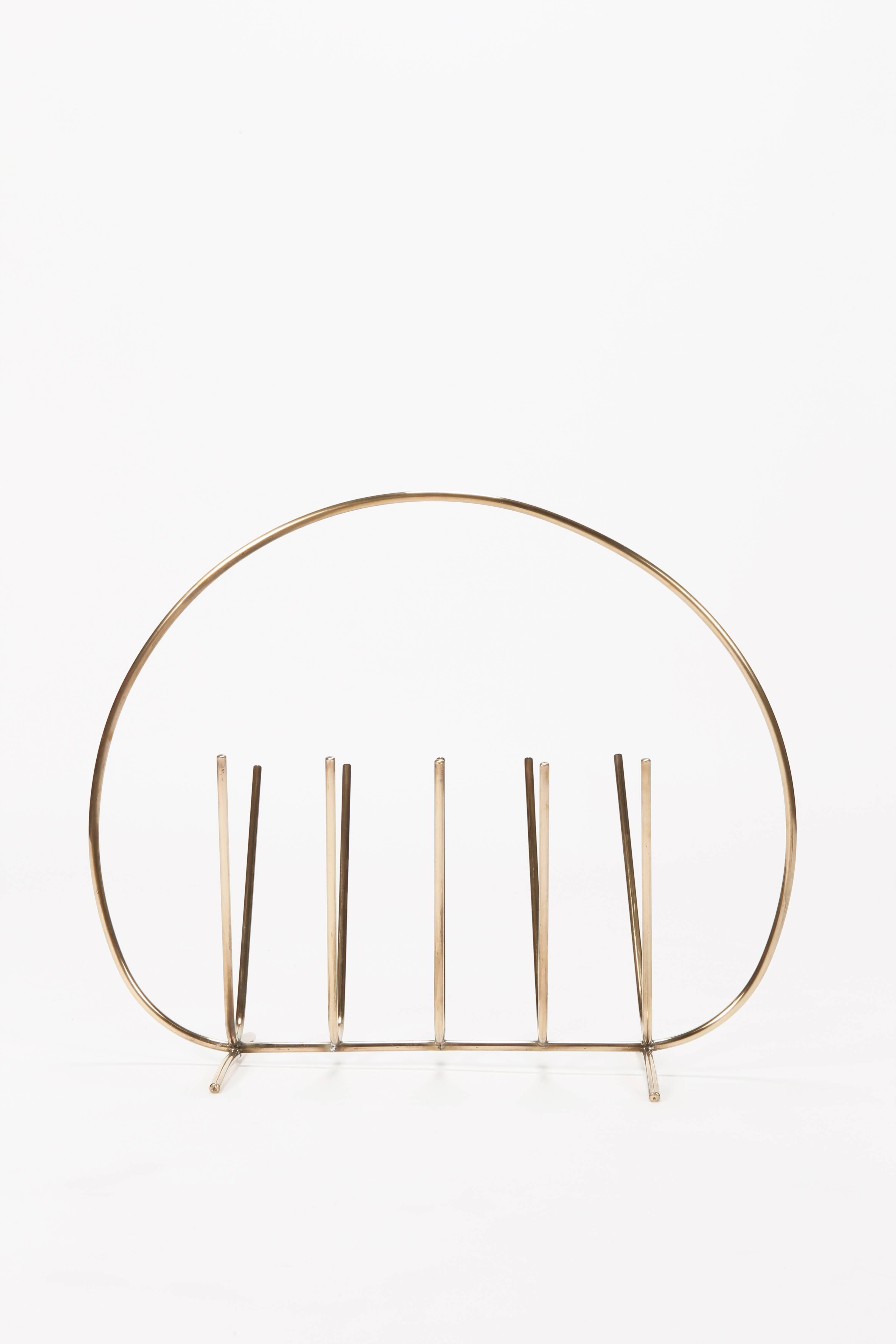 Austrian solid brass magazine rack manufactured in the 1950s.