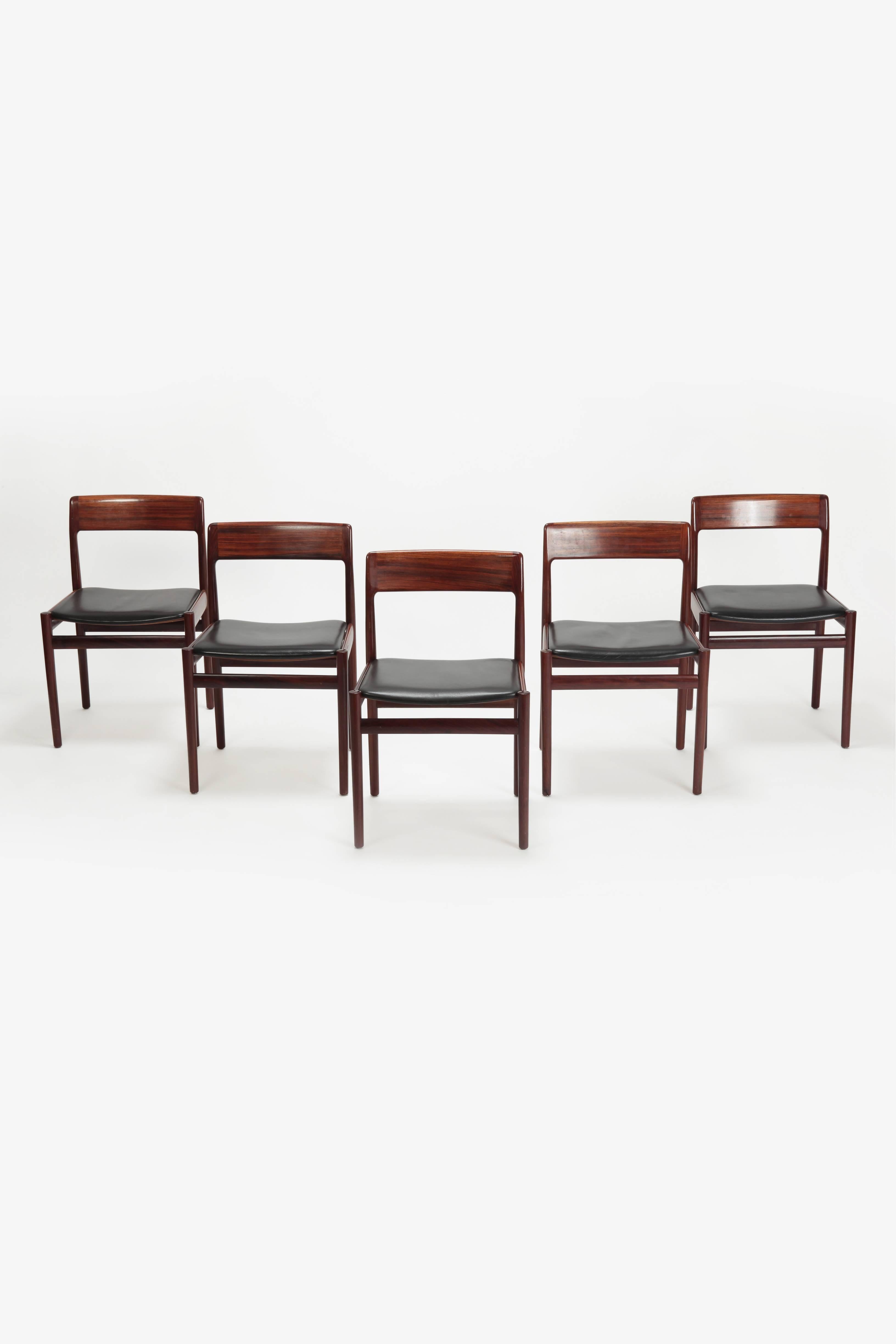 Mid-Century Modern 5 Johannes Norgaard Rosewood Chairs, 1960s