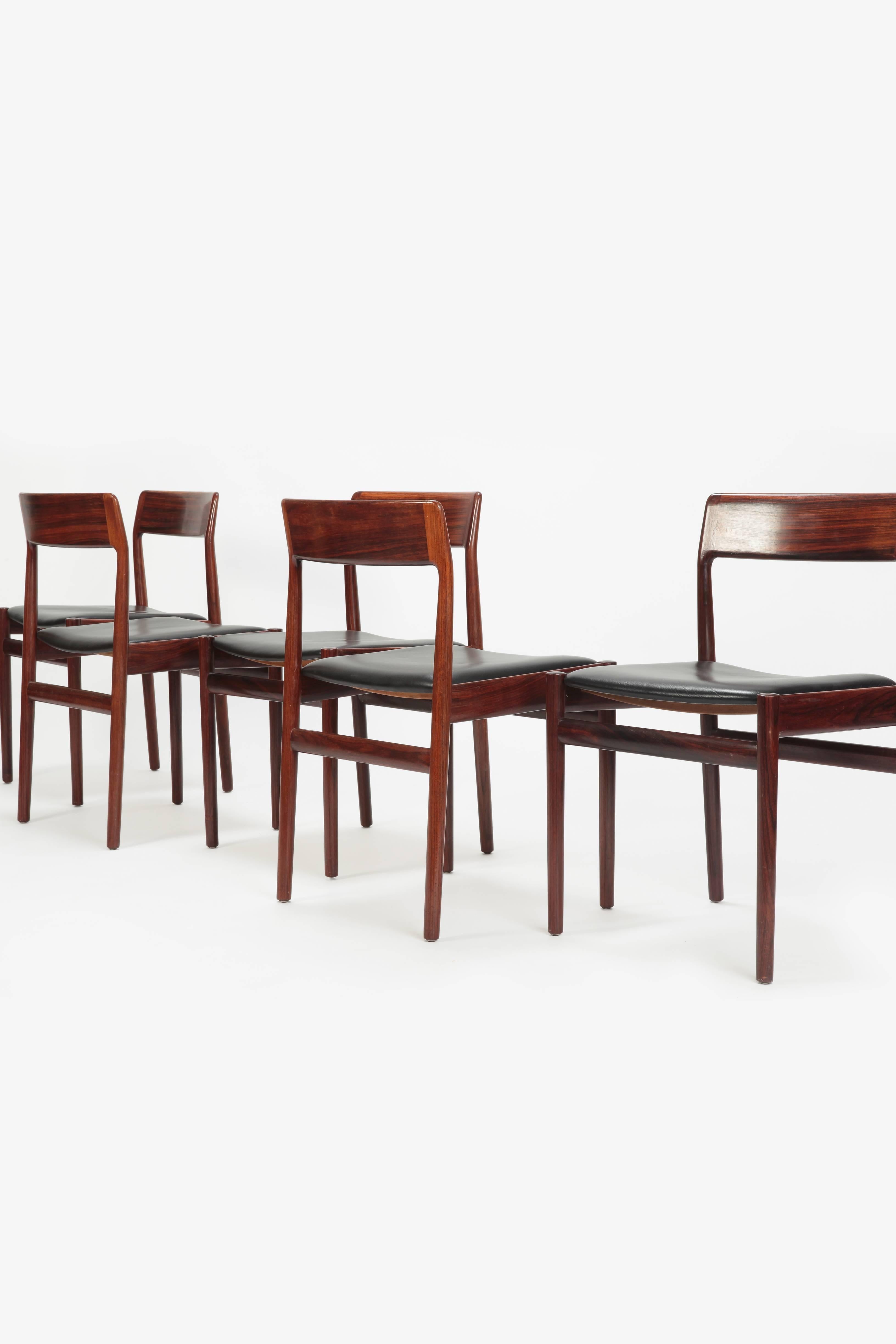 European 5 Johannes Norgaard Rosewood Chairs, 1960s