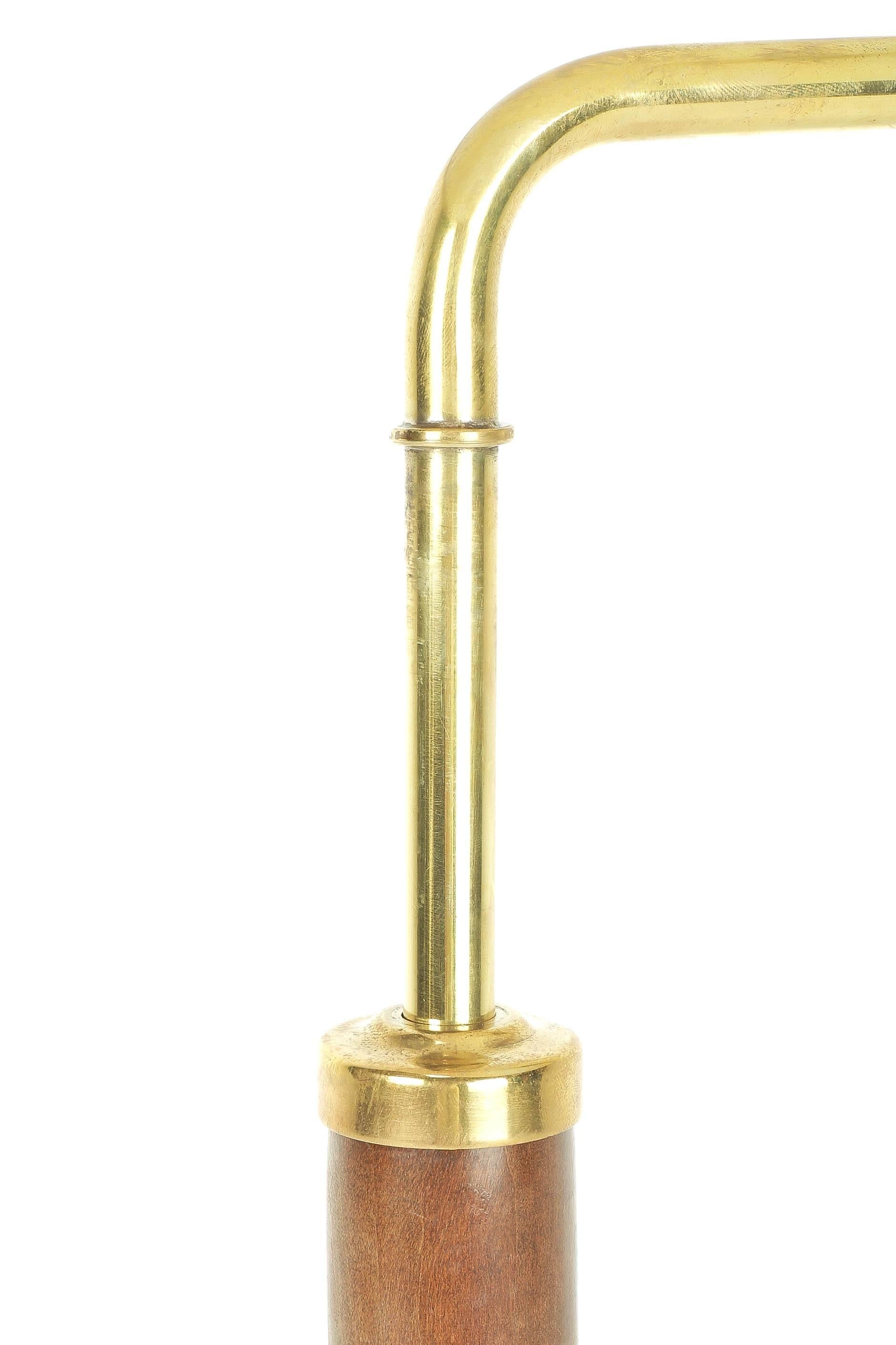 Swiss Bauhaus Desk Lamp Brass & Oak by AMBA 1940 2