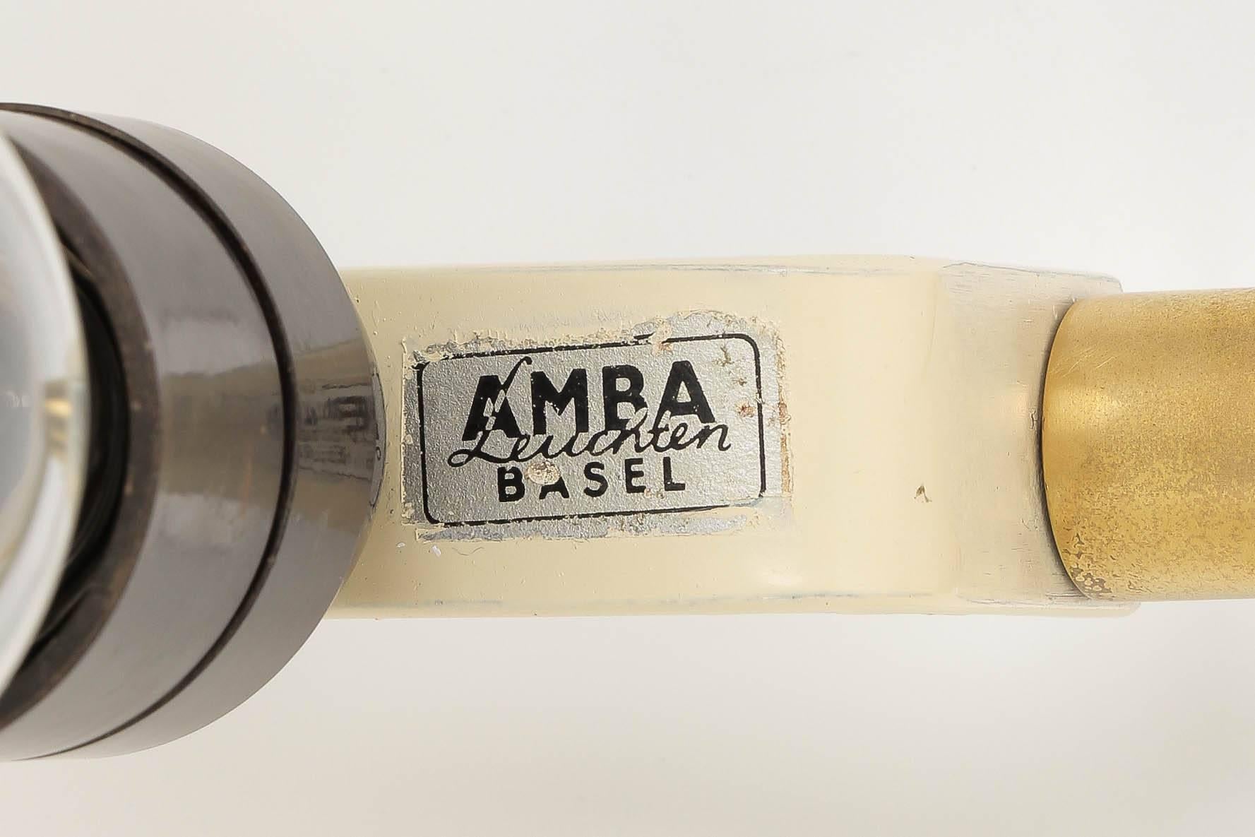 Swiss Bauhaus Desk Lamp Brass & Oak by AMBA 1940 6