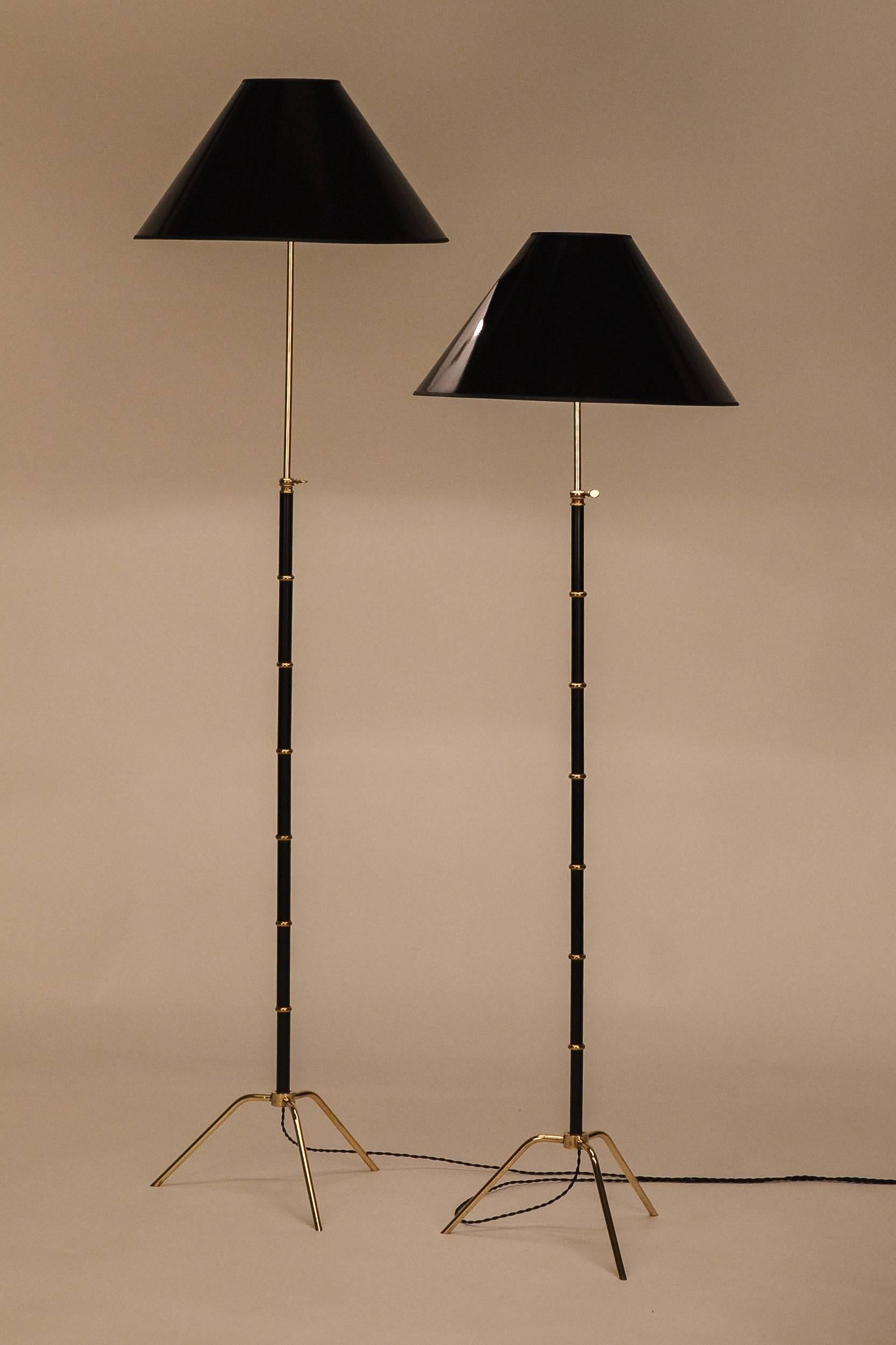 Mid-Century Modern Pair of French Floor Lamps by Lunel Bamboo Style, 1950