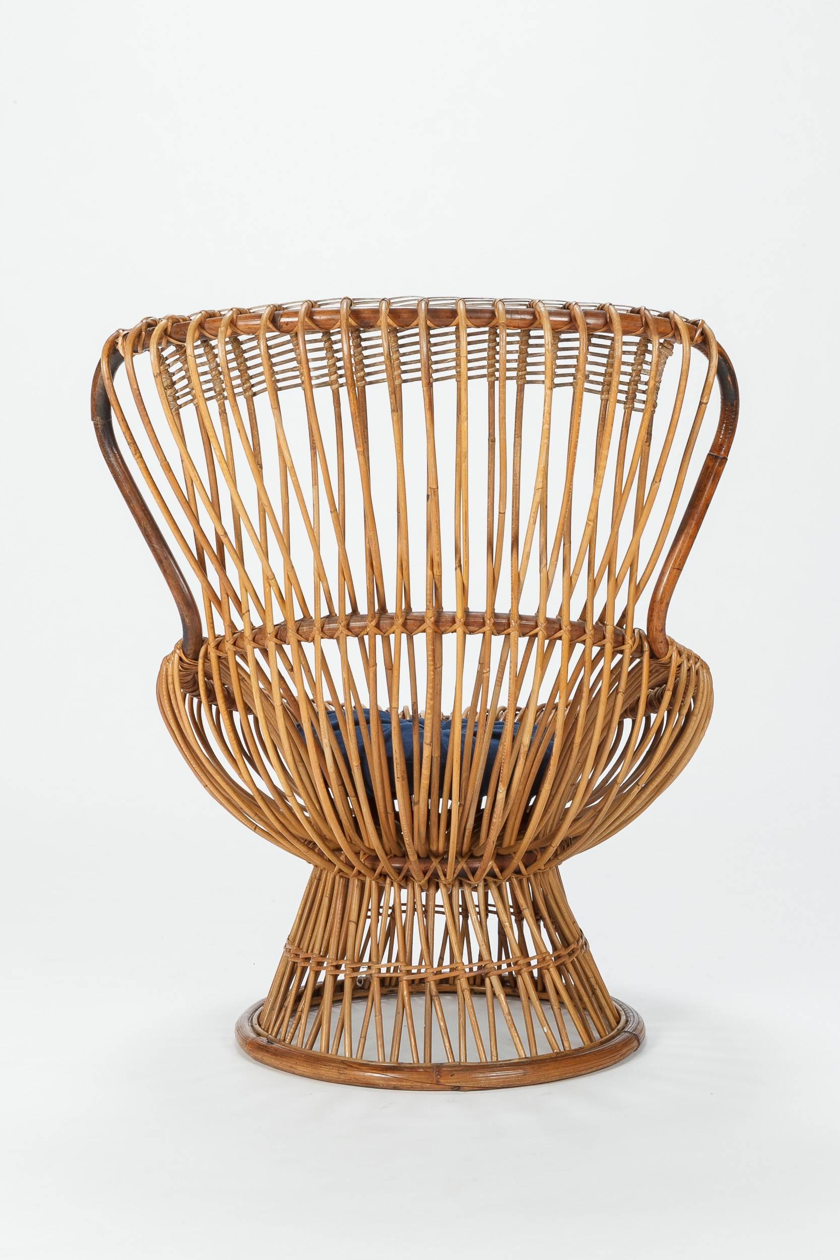 Wicker Franco Albini Margherita Italian Chair and Side Table, 1950s In Excellent Condition In Basel, CH