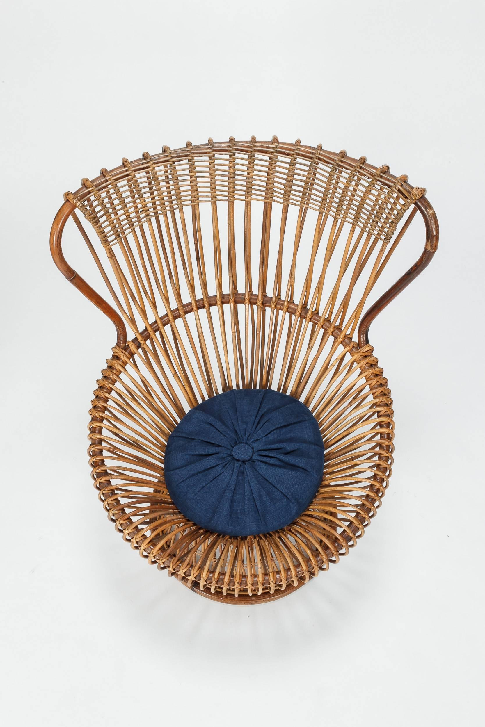 Mid-20th Century Wicker Franco Albini Margherita Italian Chair and Side Table, 1950s