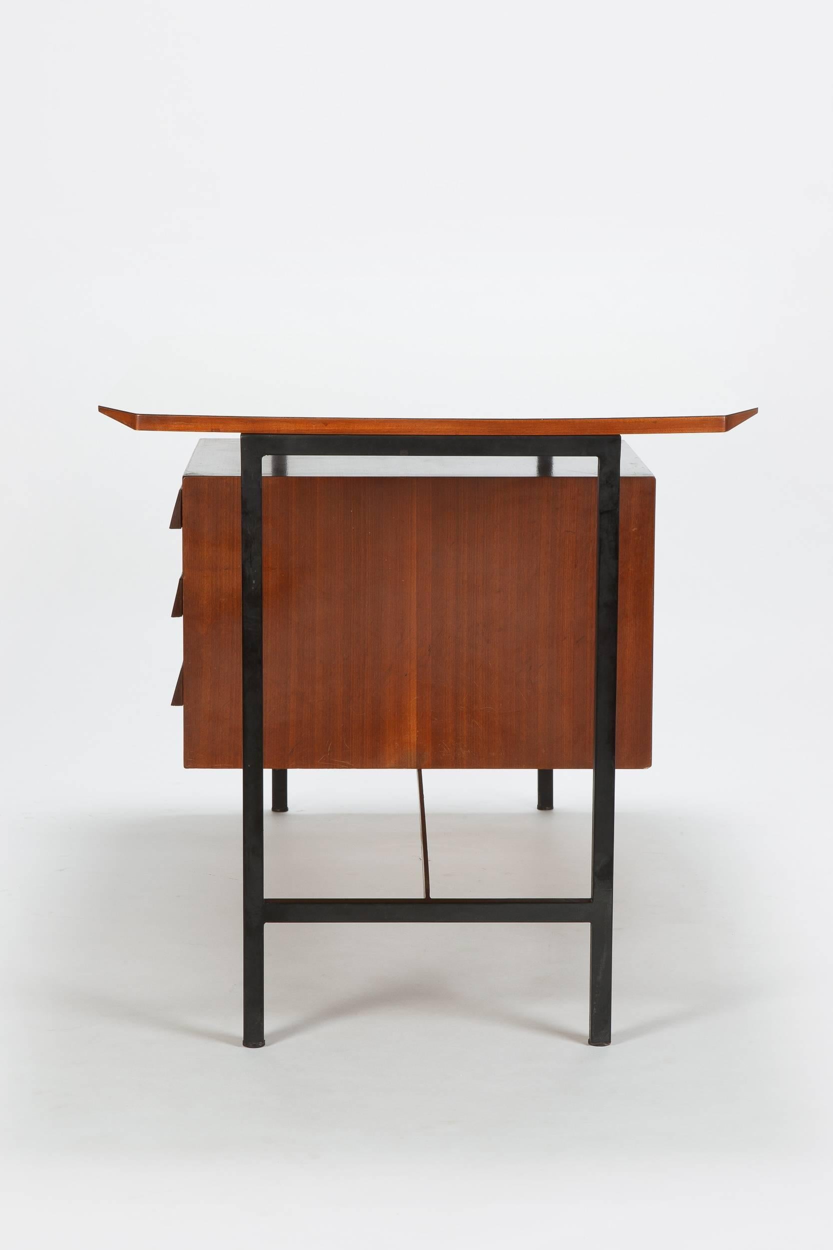 Mid-Century Modern Italian Vittorio Dassi Desk Mahogany and Formica, 1950s