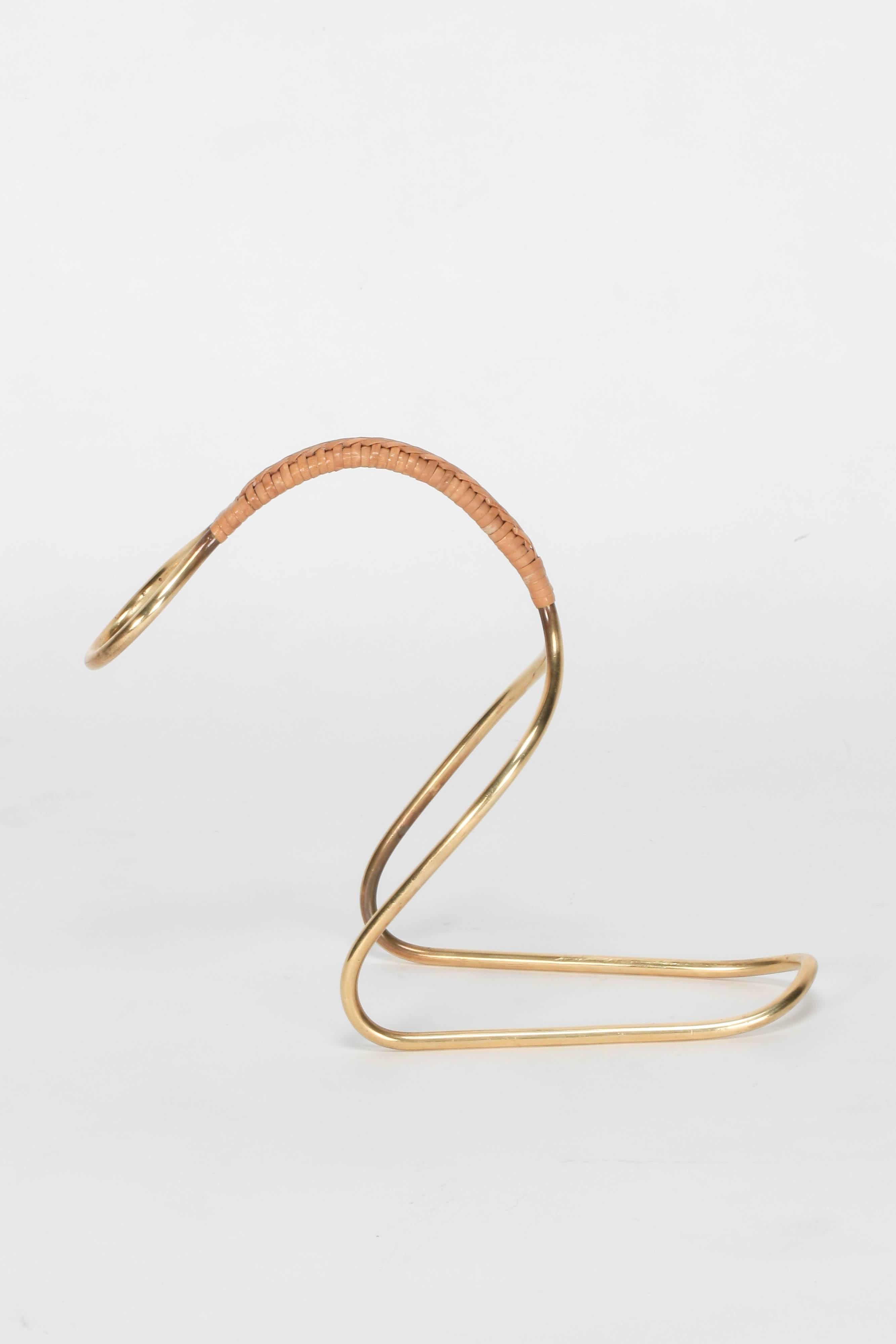 Mid-Century Modern Carl Auböck Bottle Holder Bamboo Brass, 1940s