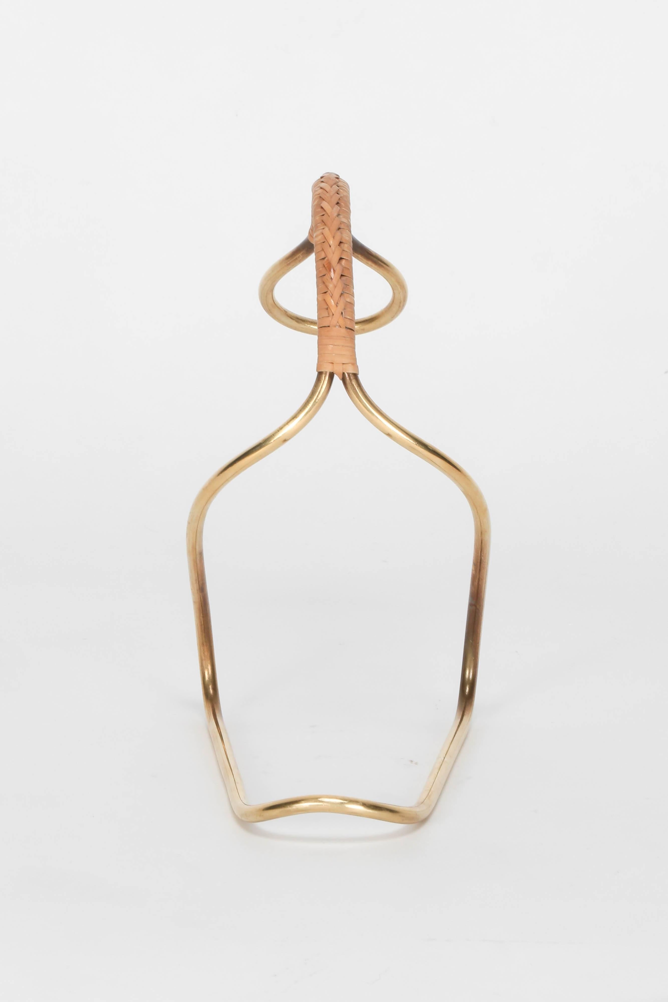 Austrian Carl Auböck Bottle Holder Bamboo Brass, 1940s