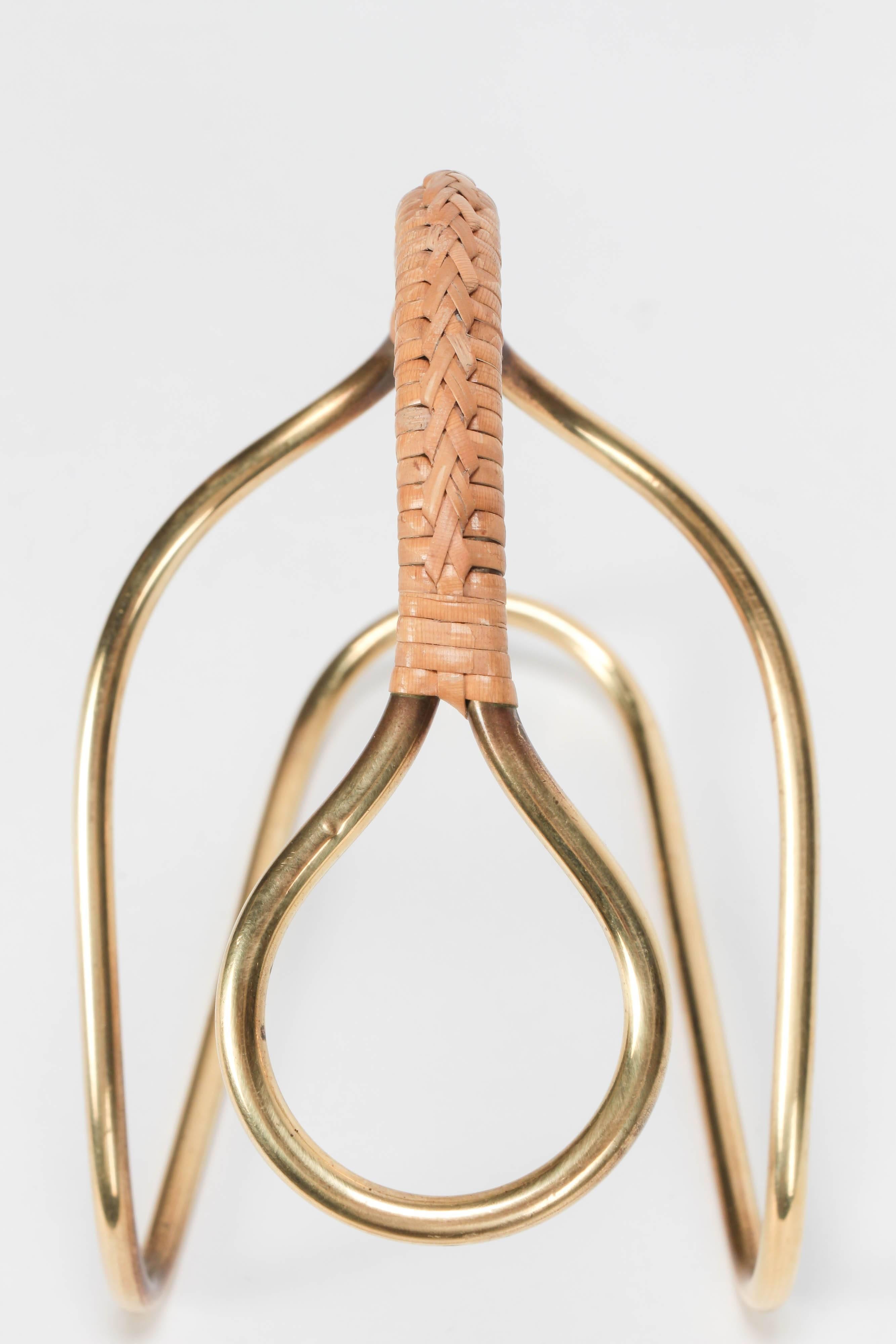 Mid-20th Century Carl Auböck Bottle Holder Bamboo Brass, 1940s