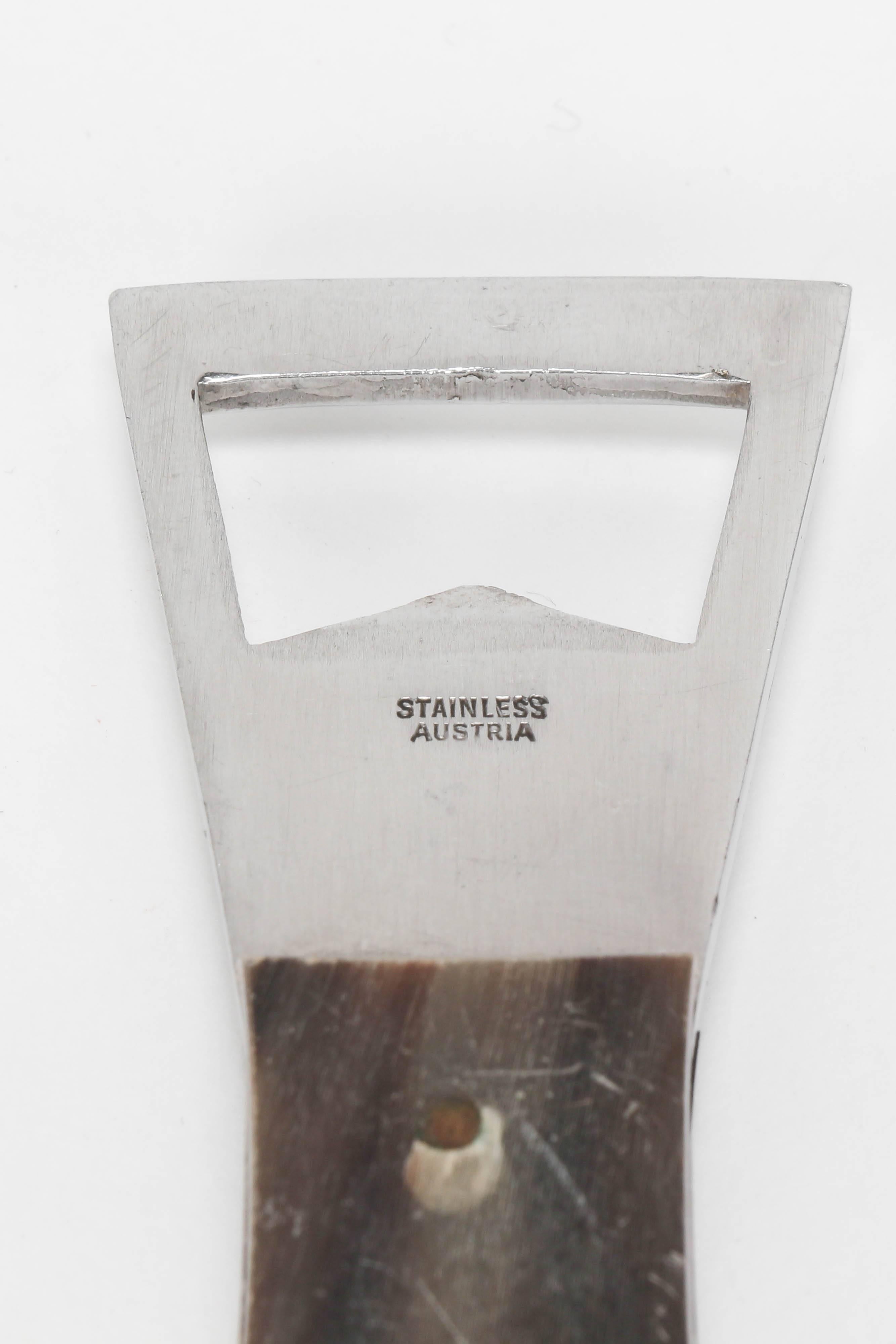 Stainless Steel Carl Auböck Bottle Opener Horn, 1950s