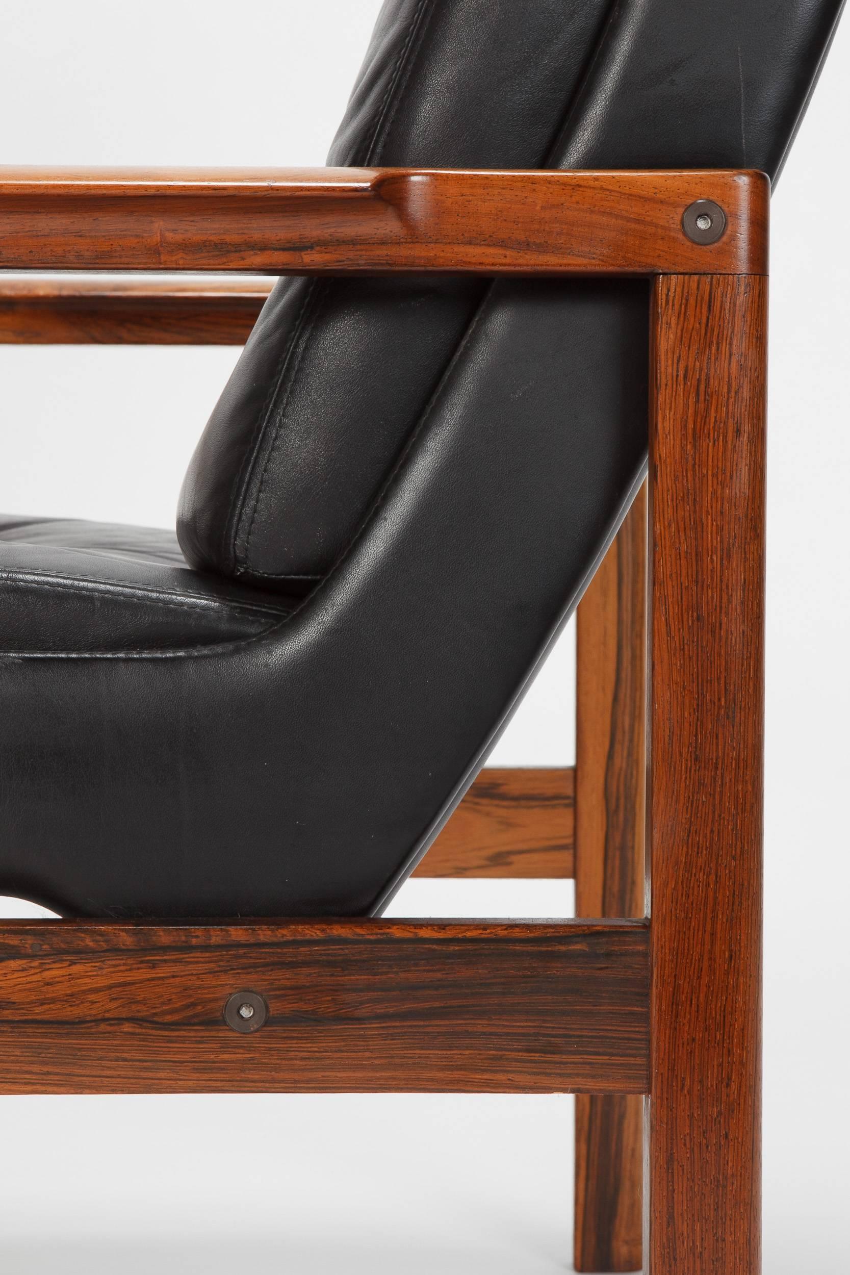 Rosewood High Back Lounge Chair Attributed to Frederick Kayser, 1960s 2