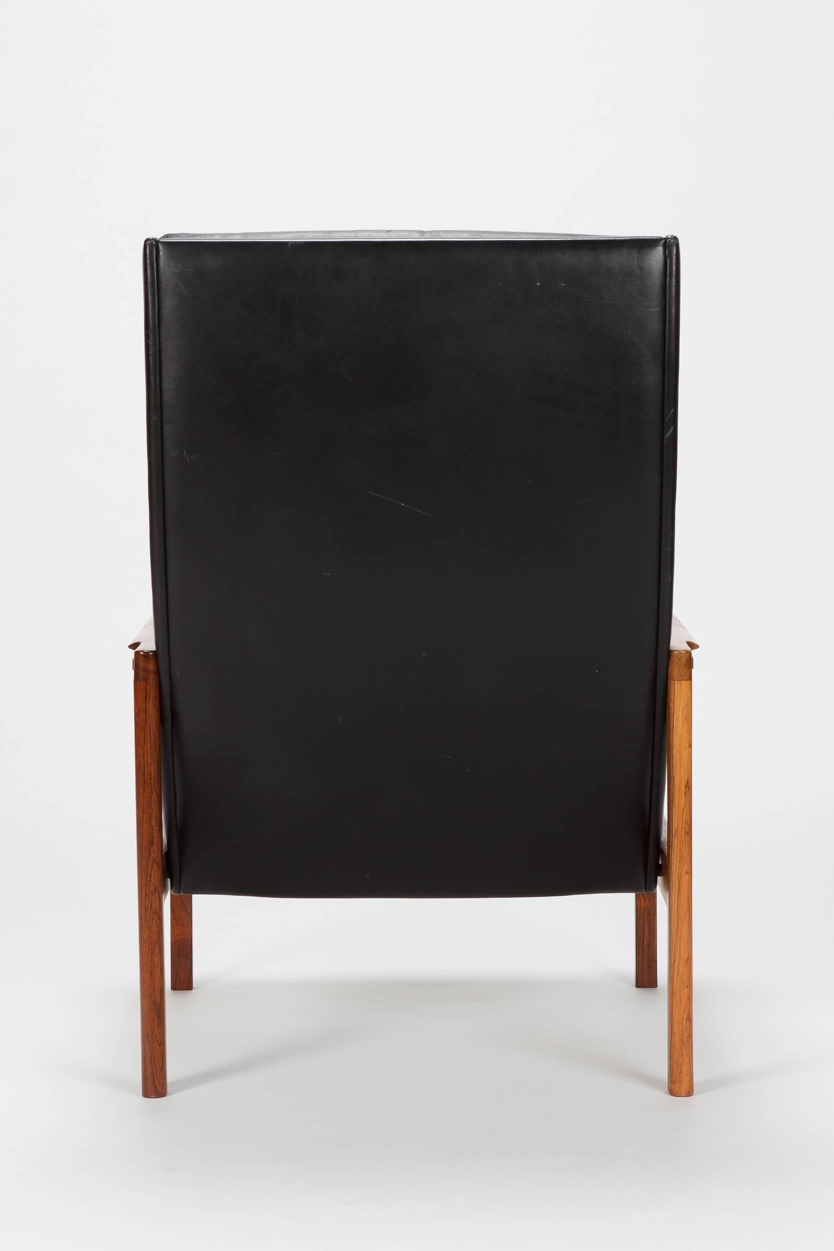 Rosewood High Back Lounge Chair Attributed to Frederick Kayser, 1960s In Excellent Condition In Basel, CH