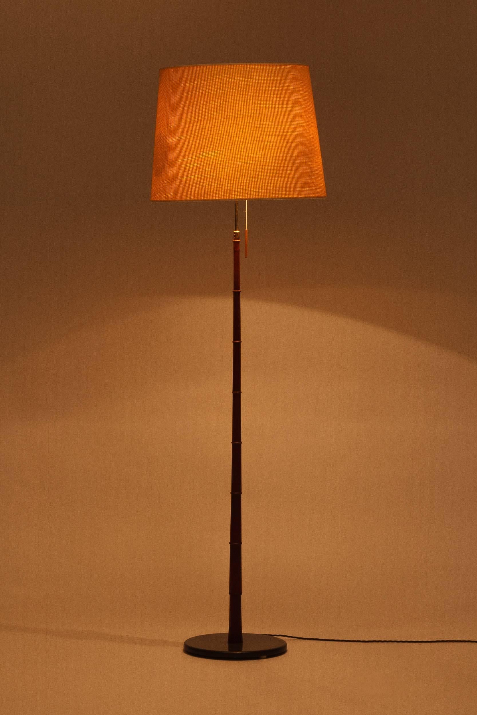 Metal Swiss Pair of Floor Lamps Belmag Zurich Faux Bamboo, 1960s