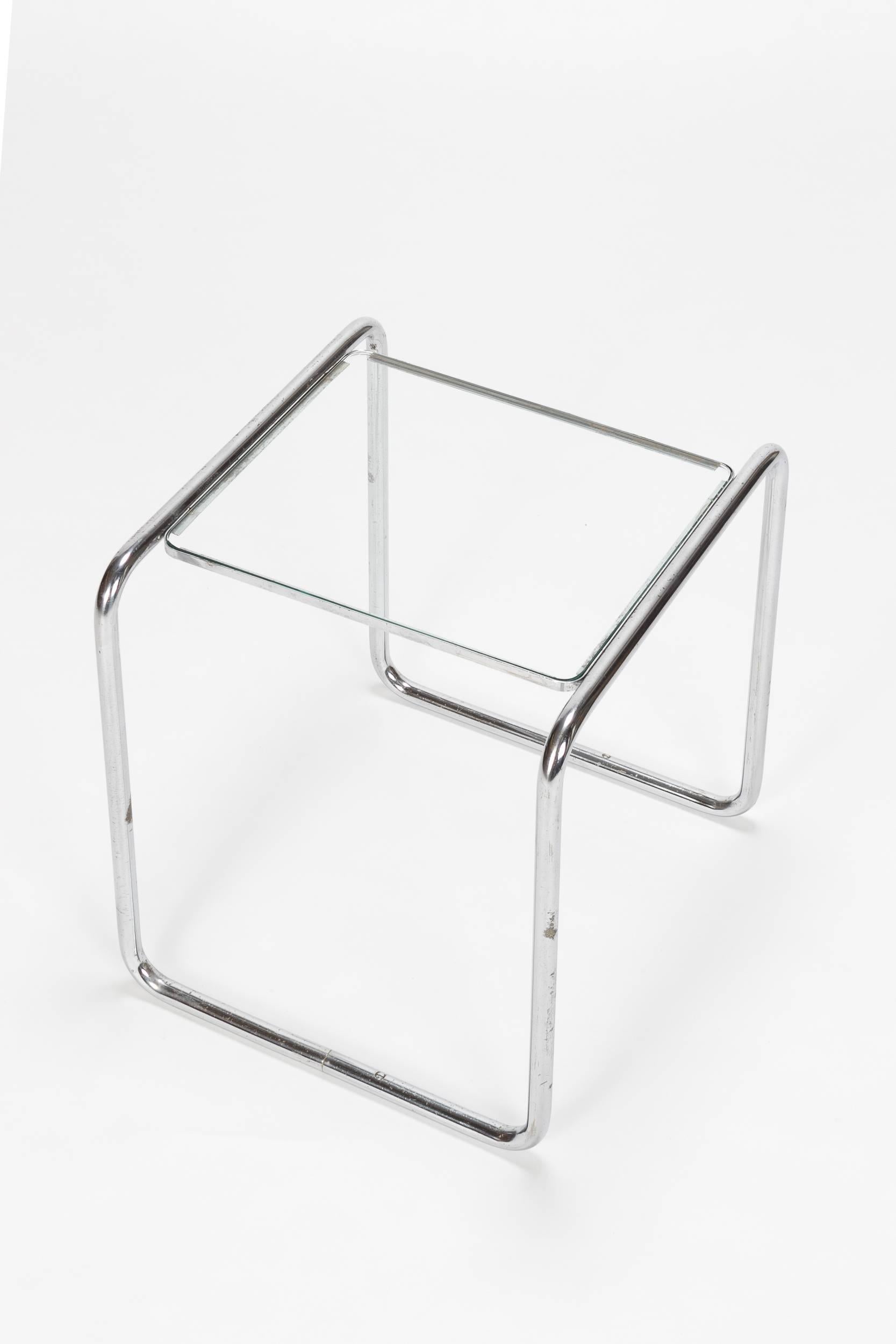 Bauhaus Side Table Glass Attributed Marcel Breuer, 1930s In Good Condition In Basel, CH