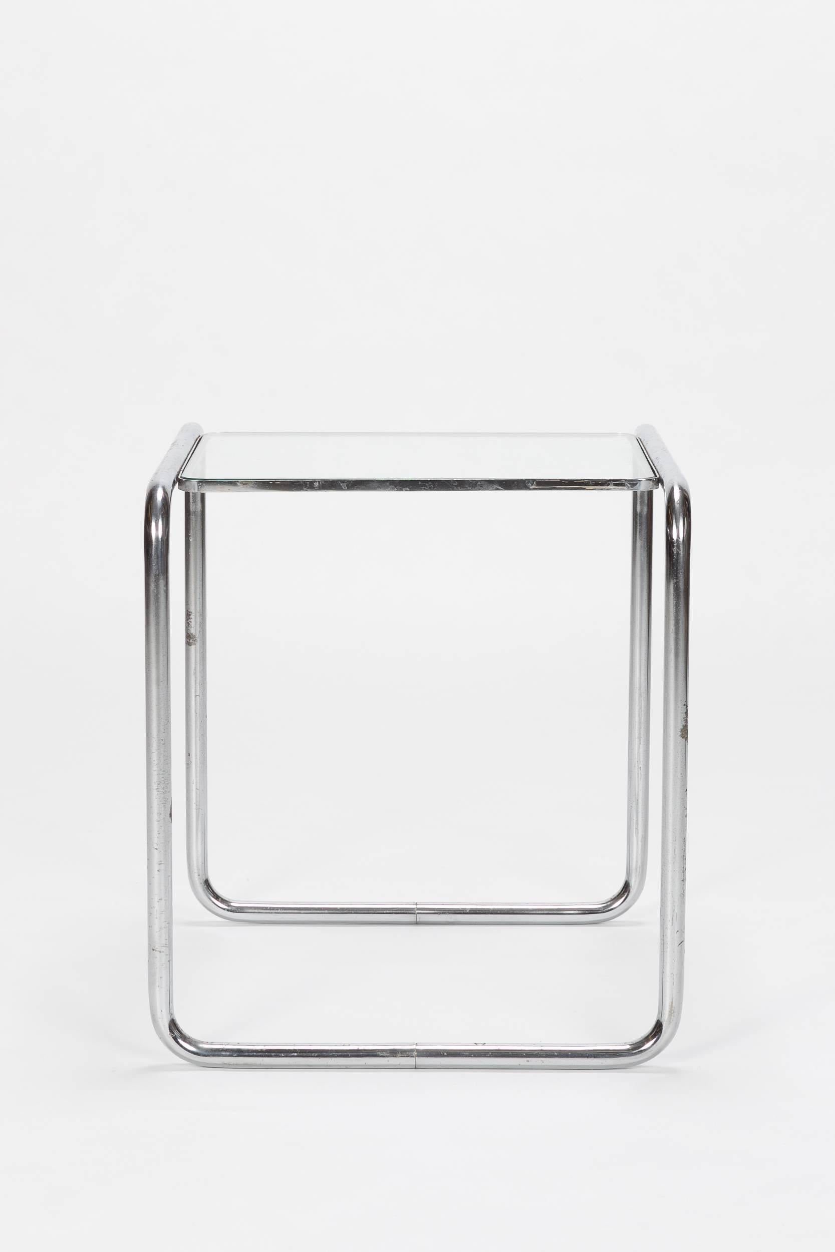 Swiss Bauhaus Side Table Glass Attributed Marcel Breuer, 1930s
