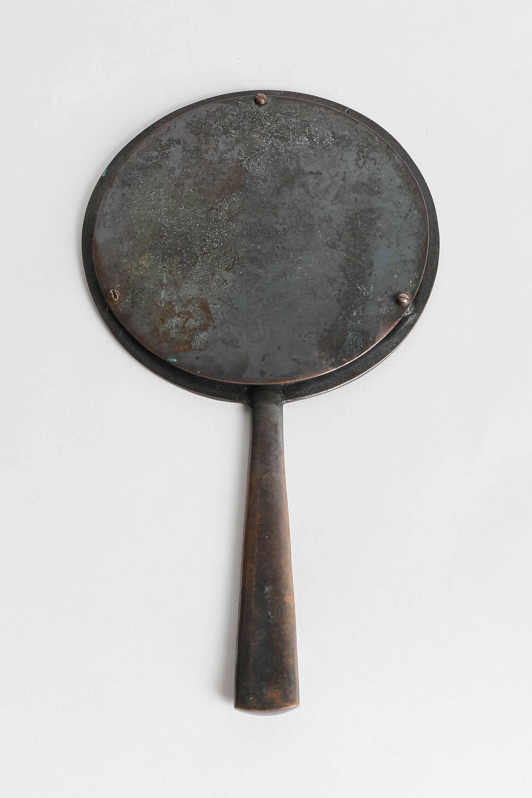 Hungarian Bronze Hand Mirror Ottó Kopcsányi, 1960s In Excellent Condition In Basel, CH