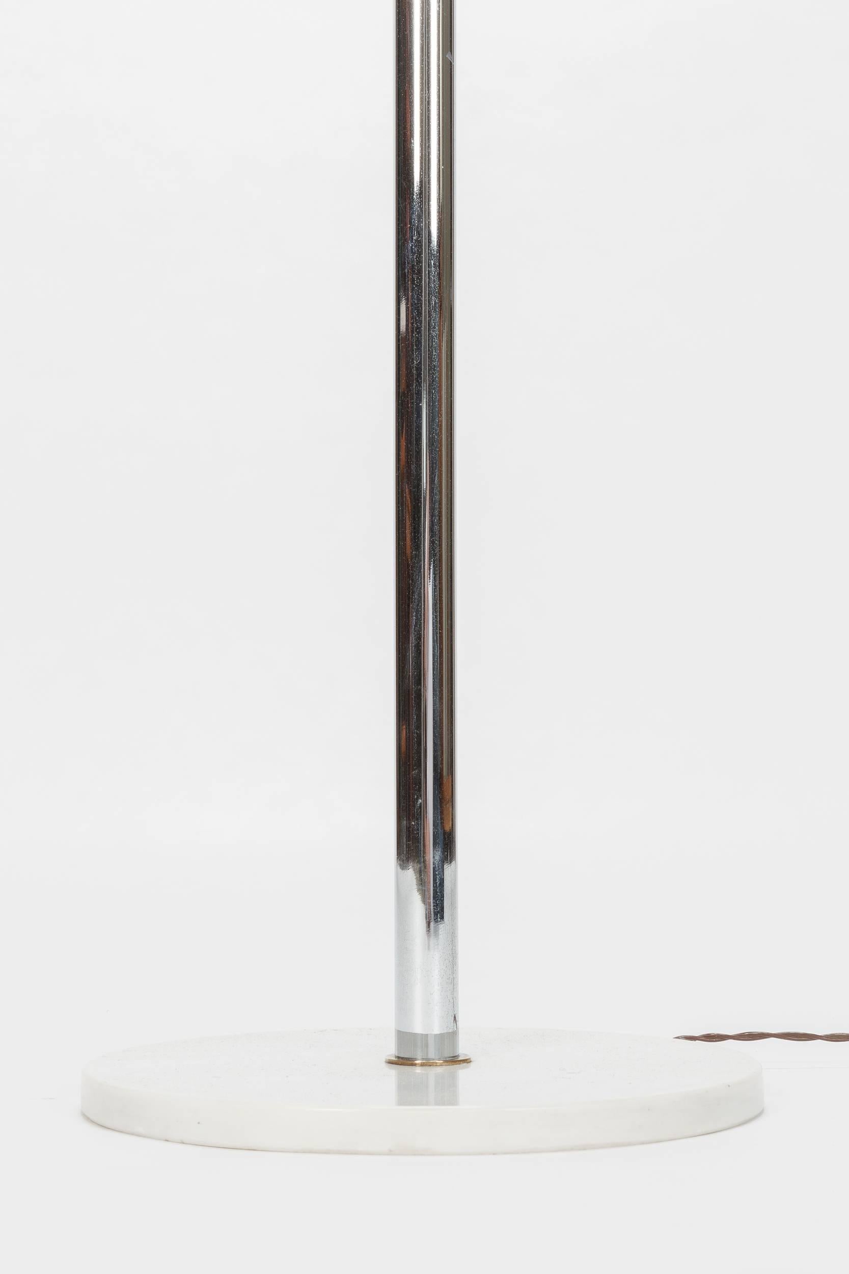 Mid-20th Century French Floor Lamp Laurel Chrome Marble, 1940s