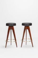 Pair of Mahogany Bar Stool Attributed Ico Parisi, 1950s