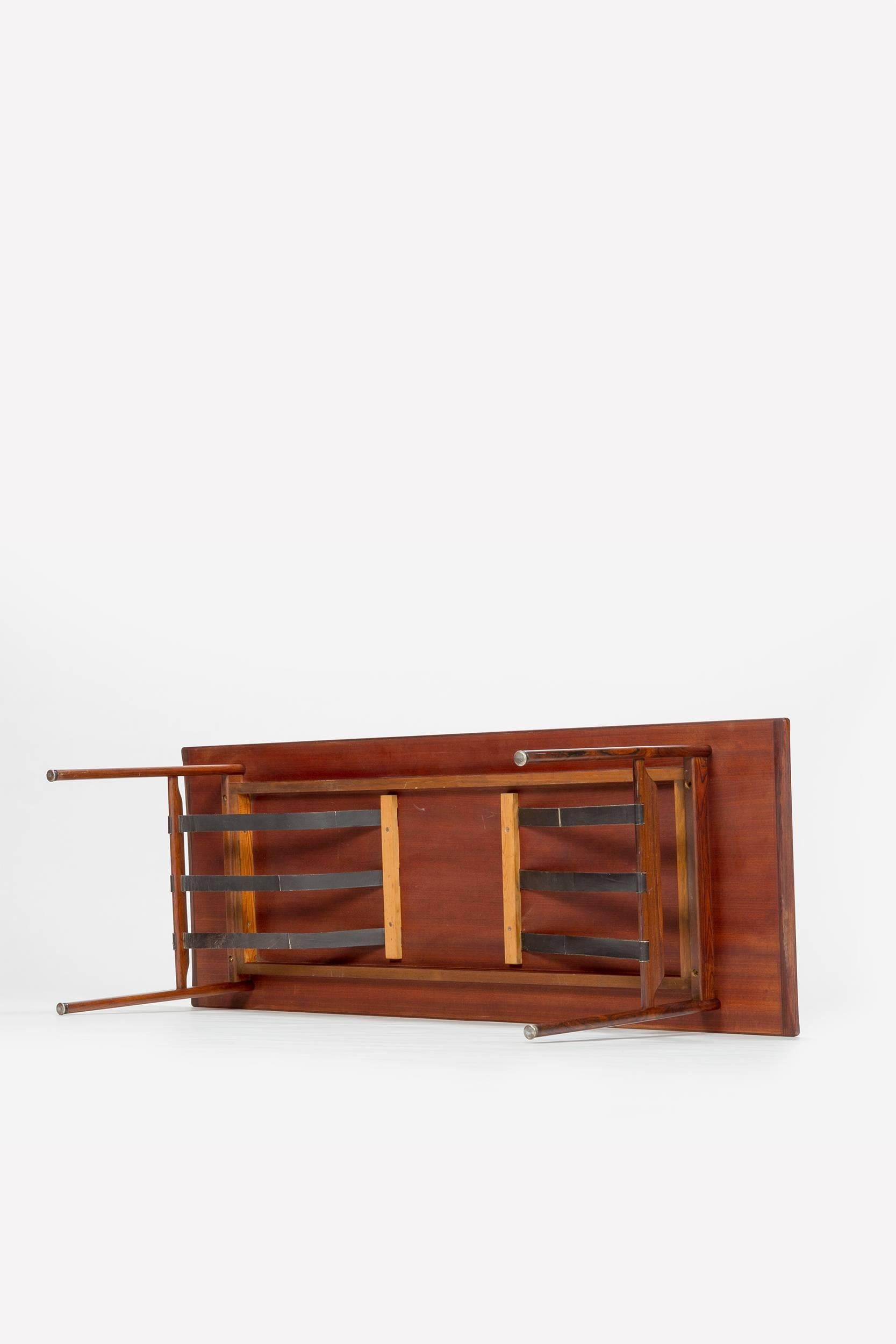 Mid-20th Century Scandinavian Rosewood Coffee Table Leather, 1960s