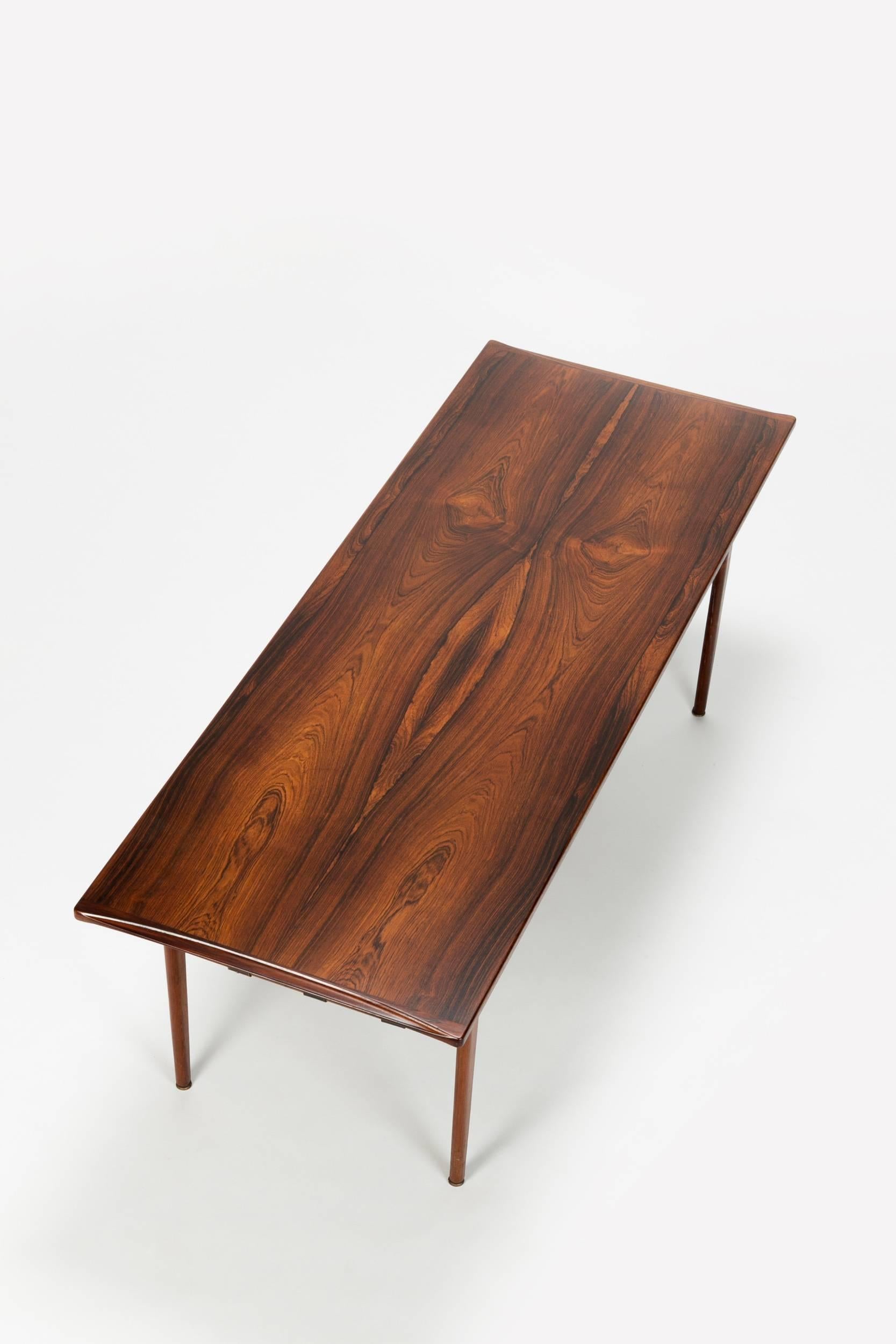 Scandinavian Rosewood Coffee Table Leather, 1960s In Excellent Condition In Basel, CH