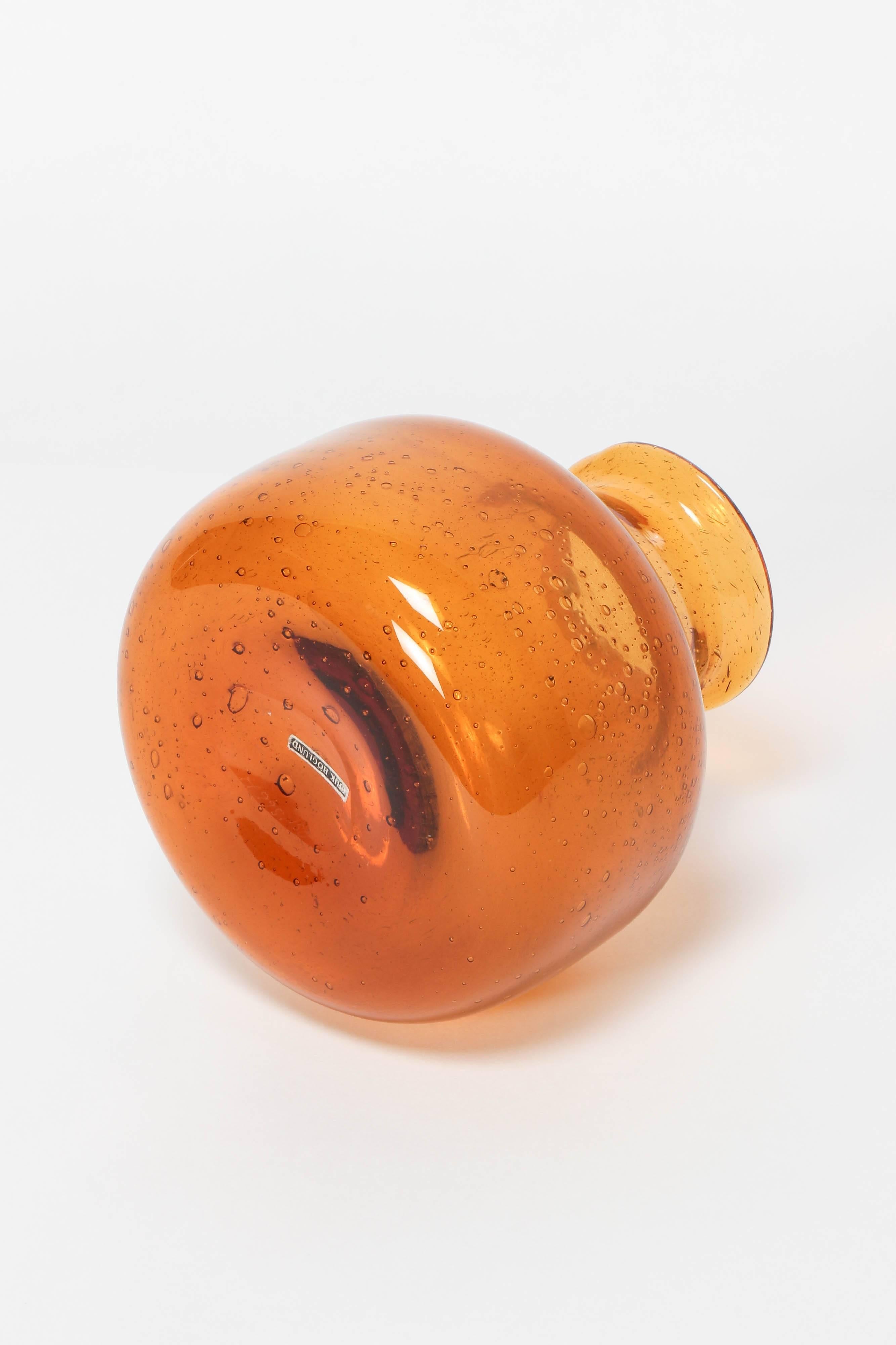 Swedish Scandinavian Erik Höglund Vase Amber Boda, 1960s