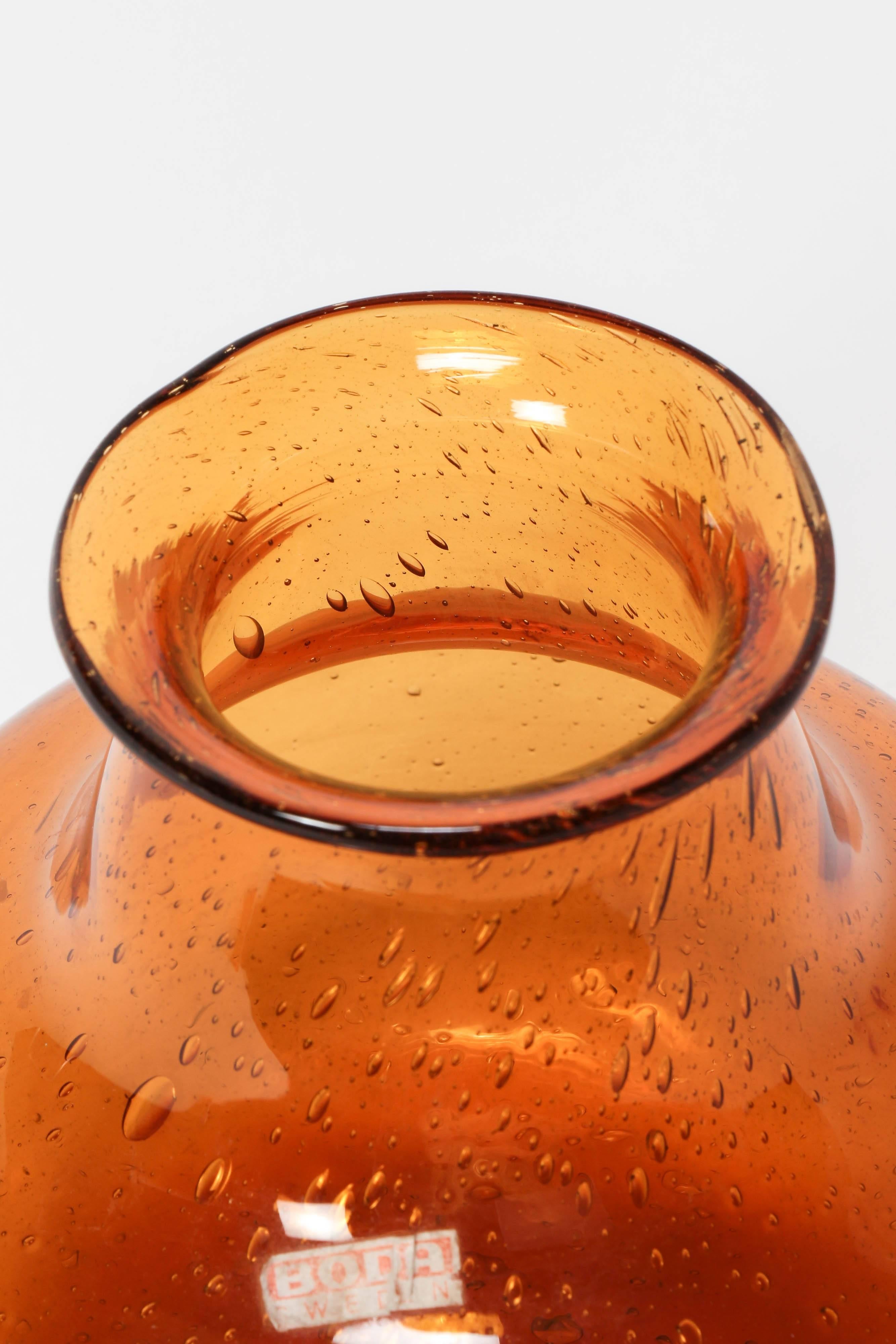 Scandinavian Erik Höglund Vase Amber Boda, 1960s In Excellent Condition In Basel, CH