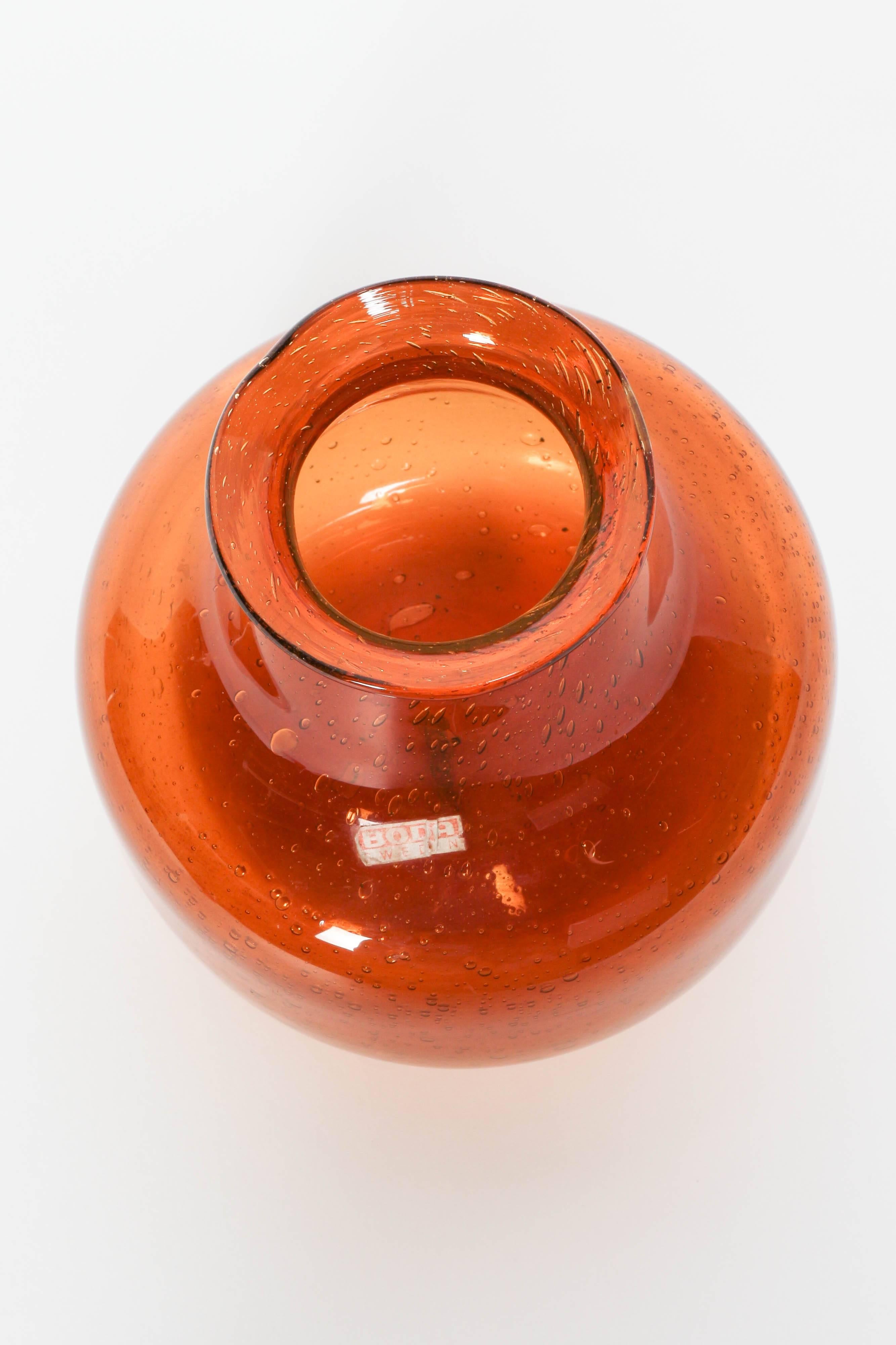 Scandinavian Modern Scandinavian Erik Höglund Vase Amber Boda, 1960s