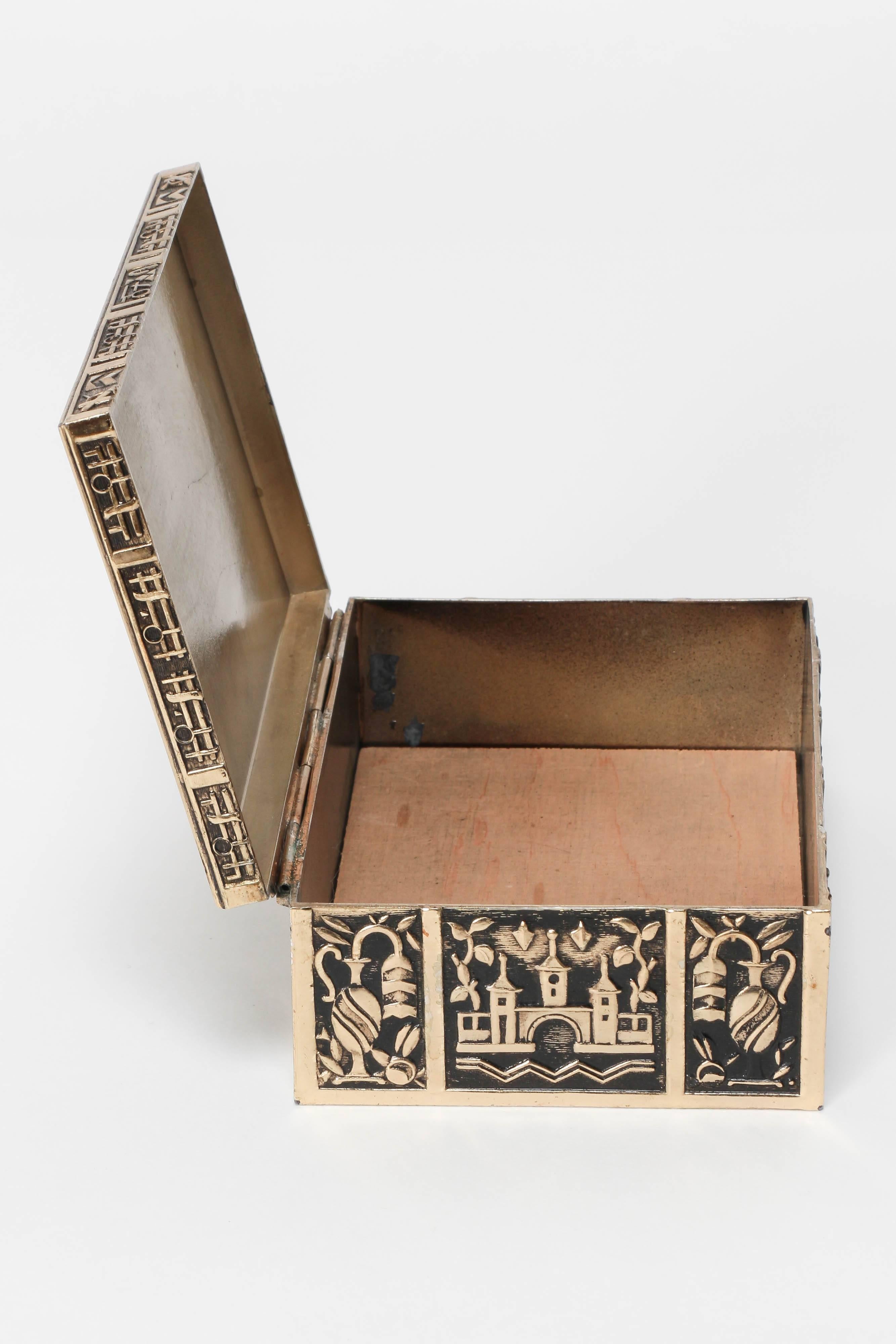 German Eugen Schwemmle Cigarette Box Brass Erhart Söhne, 1930s 2