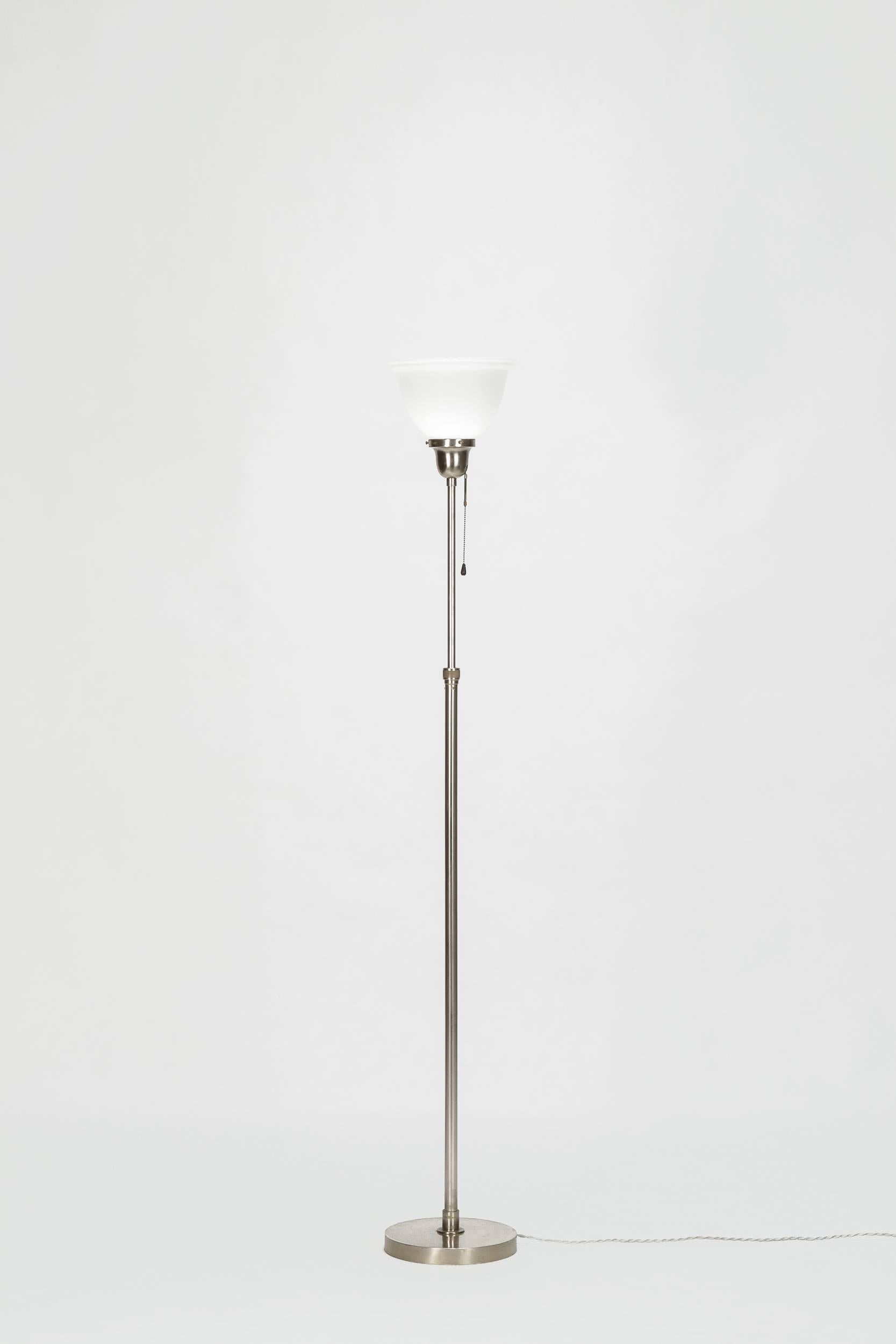 Art Deco Swiss BAG Turgi Floor Lamp Nickel, 1930s