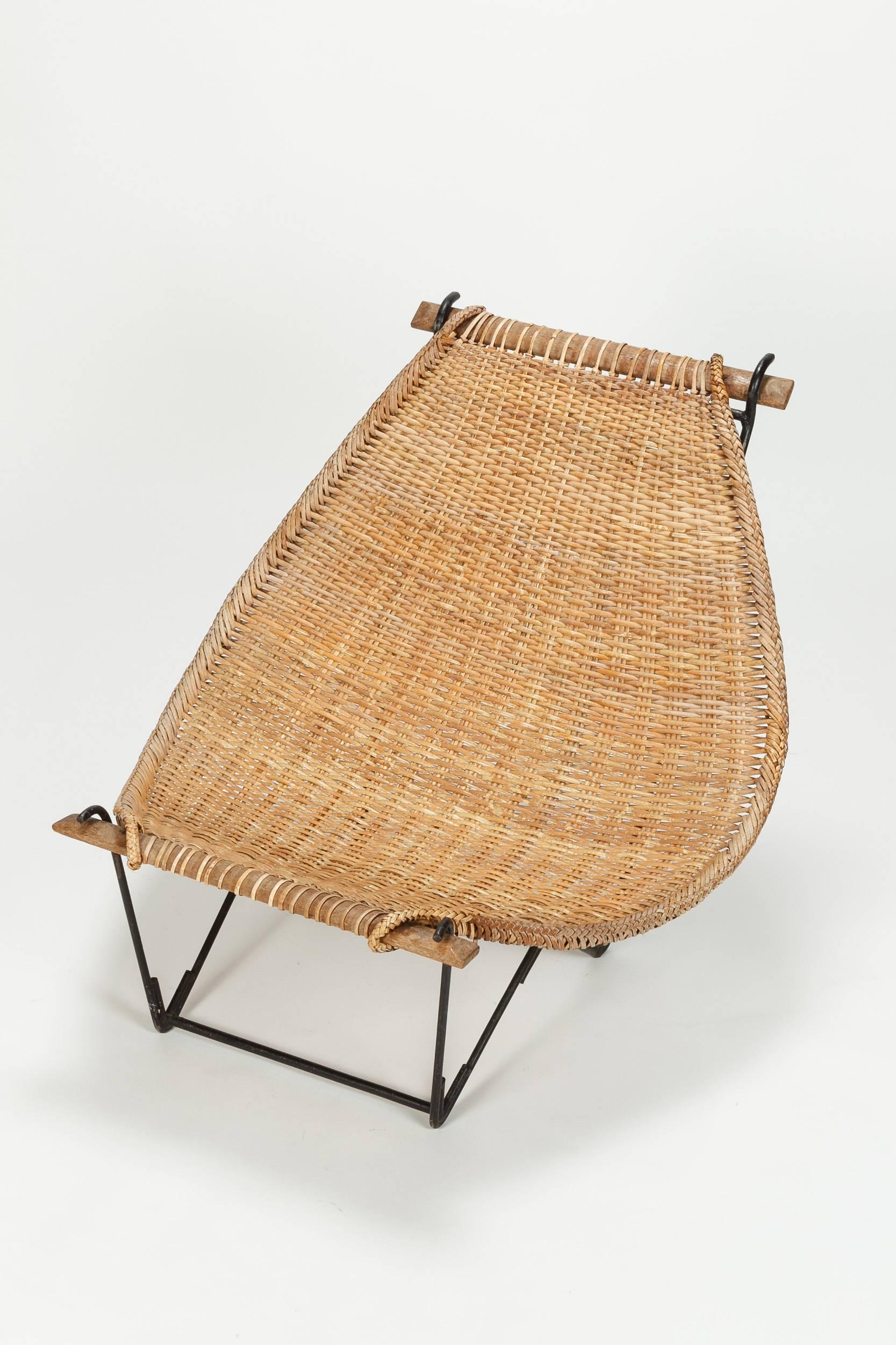 Mid-Century Modern John Risley Lounge Chair Duyan Rattan, 1950s