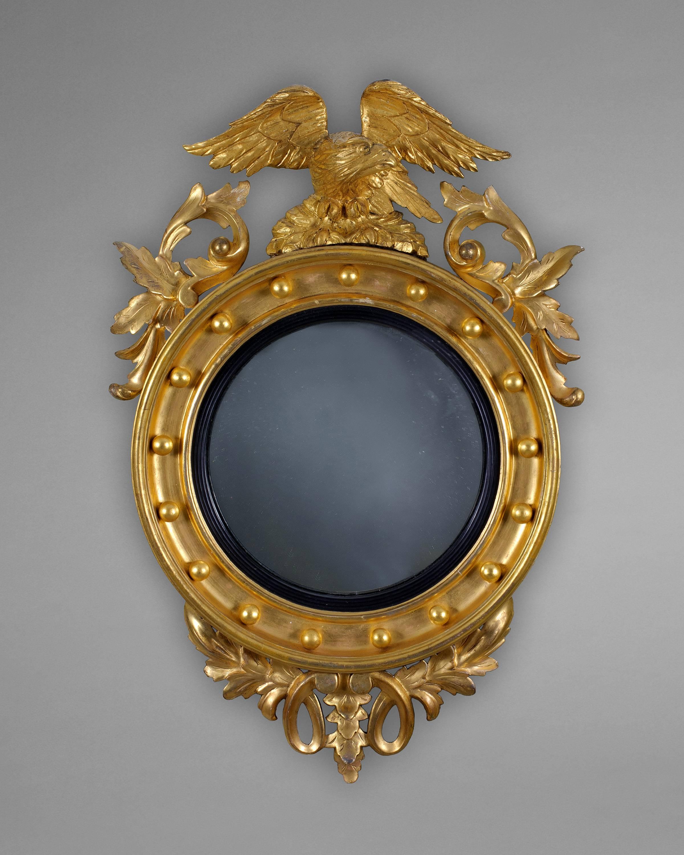 Regency Convex Gilt Mirror In Good Condition For Sale In Witney, OXFORDSHIRE