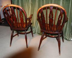 Pair of George III Period Yewwood and Elm Windsor Armchairs