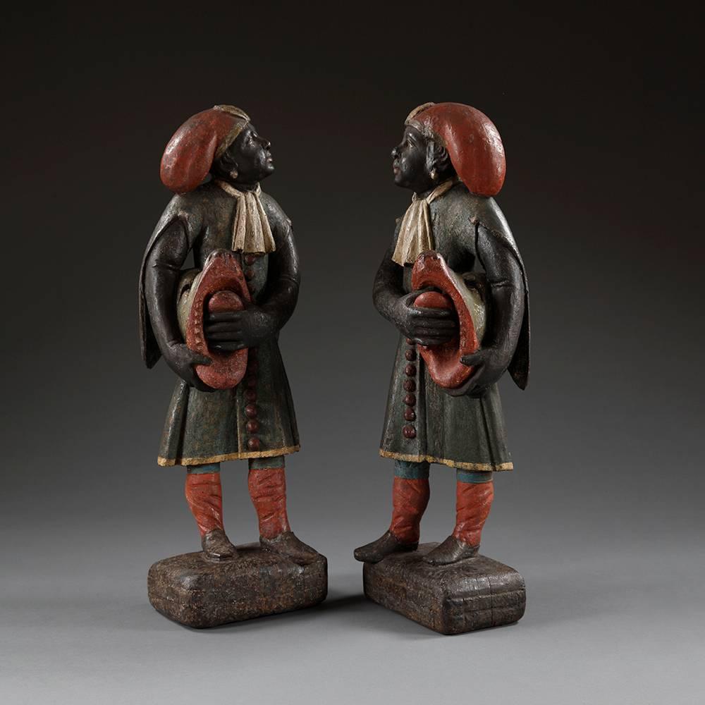 Dutch Colonial Pair of Dutch East Indian 18th Century Figures For Sale