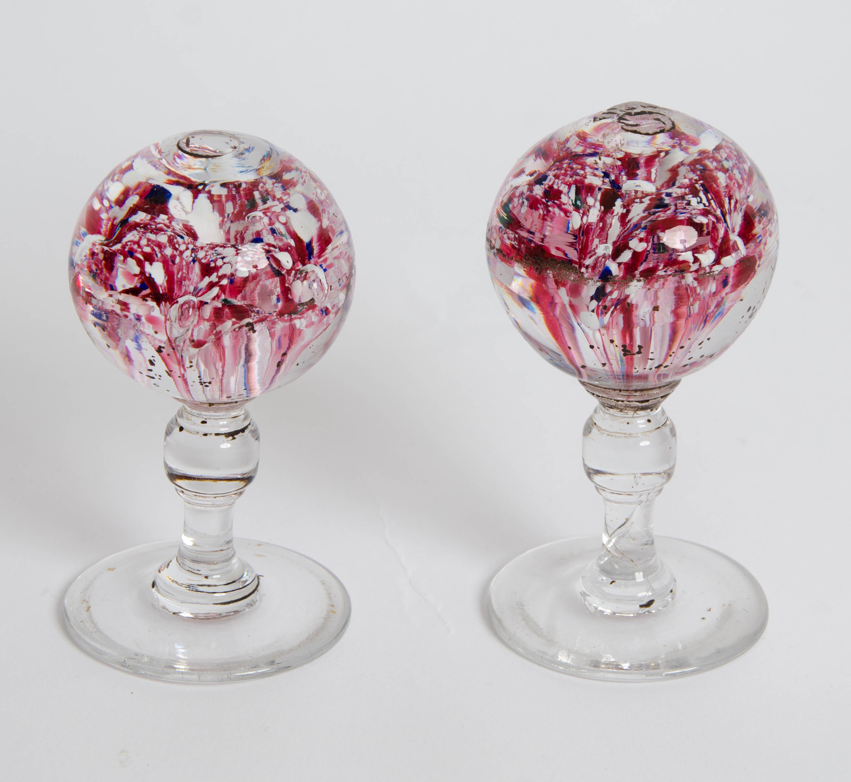 Pair of Lobed Glass Decorative Paper Weights