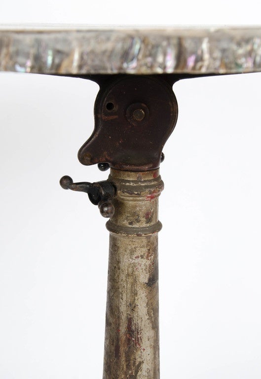 Mother of Pearl-Top Table on an Industrial Base