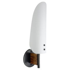 Sonata Sconce Type 1 - Modern Wall Light in Metal, Etched Glass, and Wood