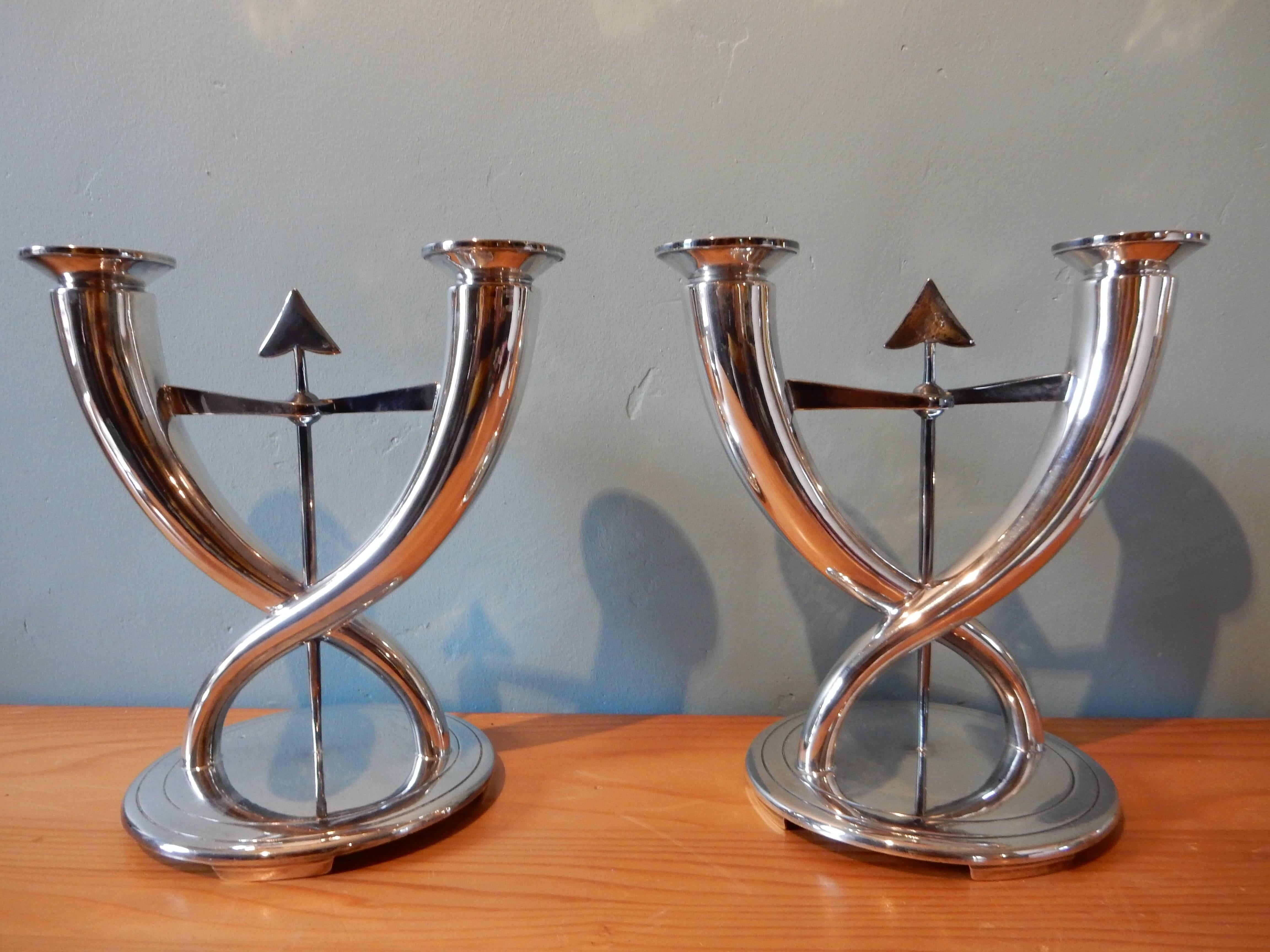 Pair of Gio Ponti Candelabra for Gallia, circa 1960 In Excellent Condition In Couzon au Mont d'Or, FR