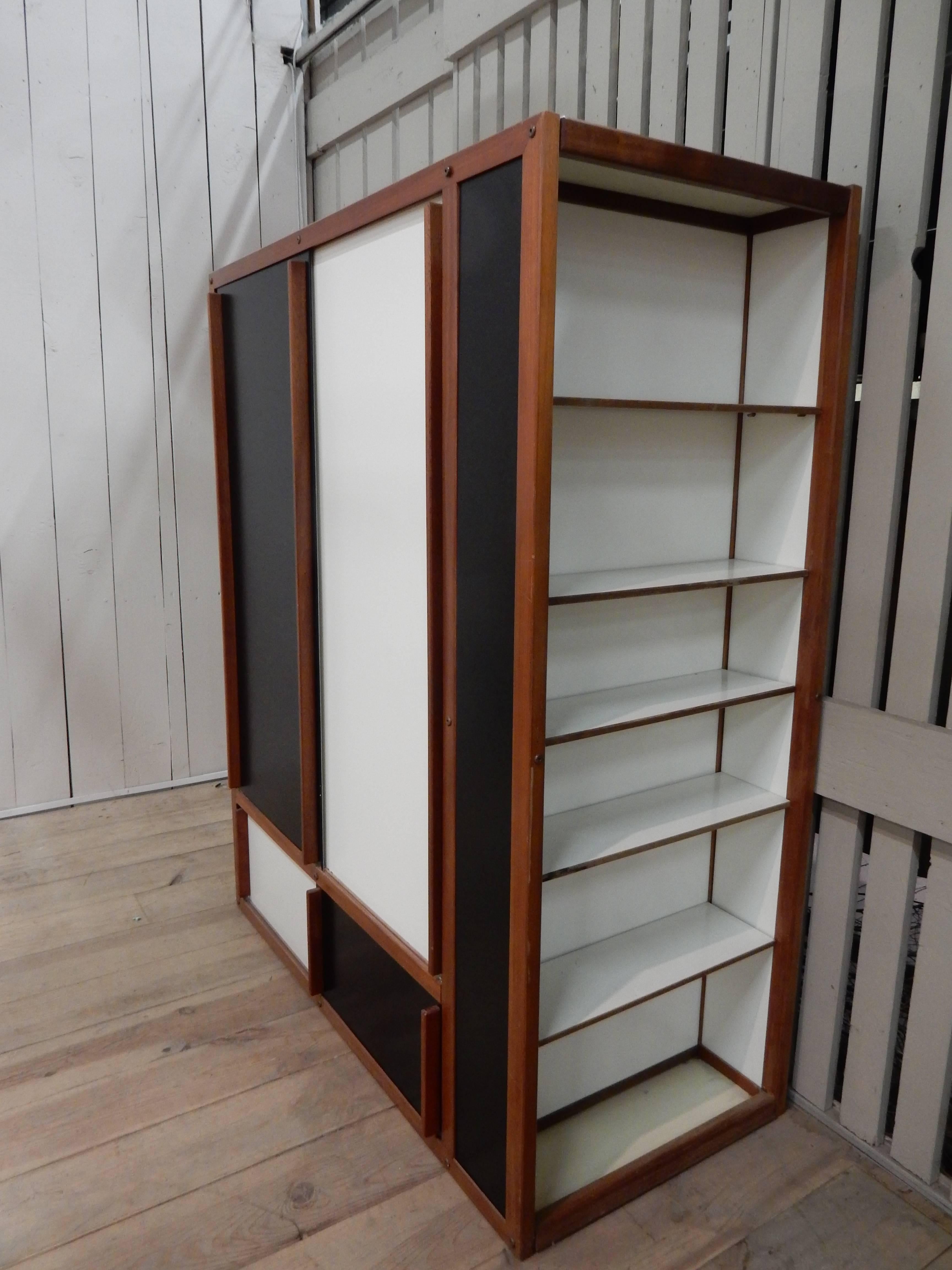 A rare student wardrobe created by André Sornay circa 1960 with a lot of compartments.