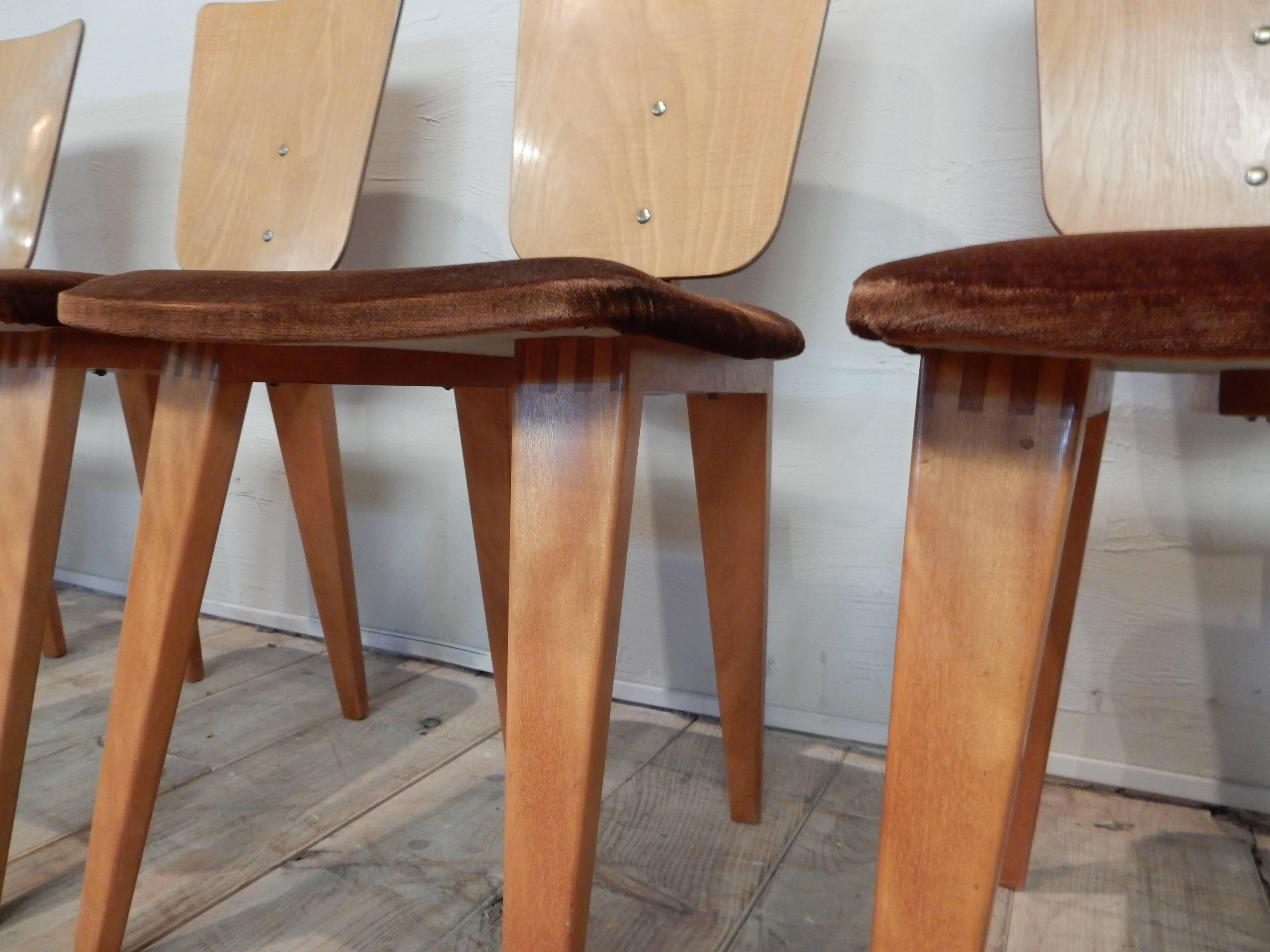 Mid-Century Modern Sornay André Set of Four Chairs