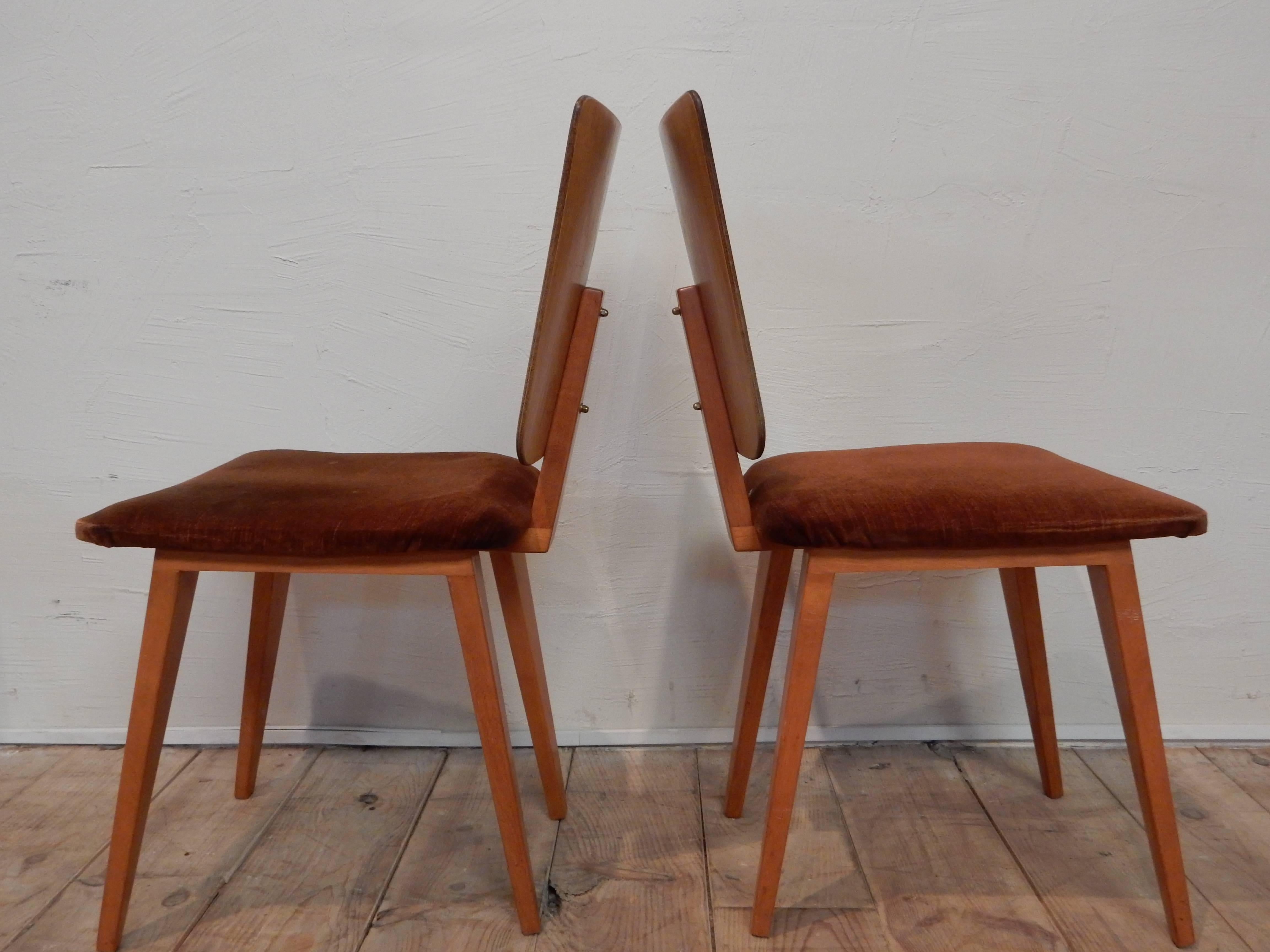 Veneer Sornay André Set of Four Chairs