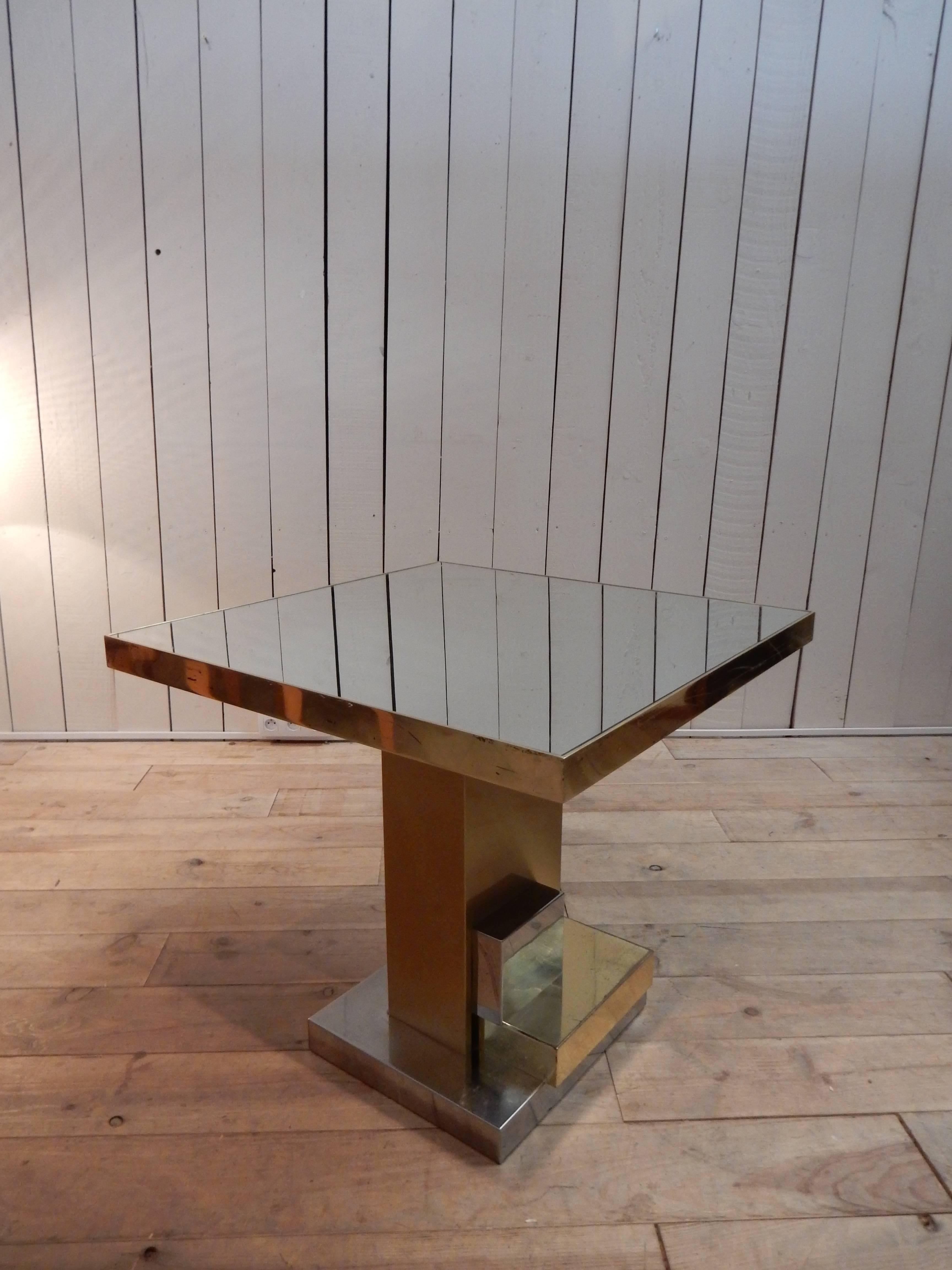 Late 20th Century Brass, Steel and Glass Table, circa 1970