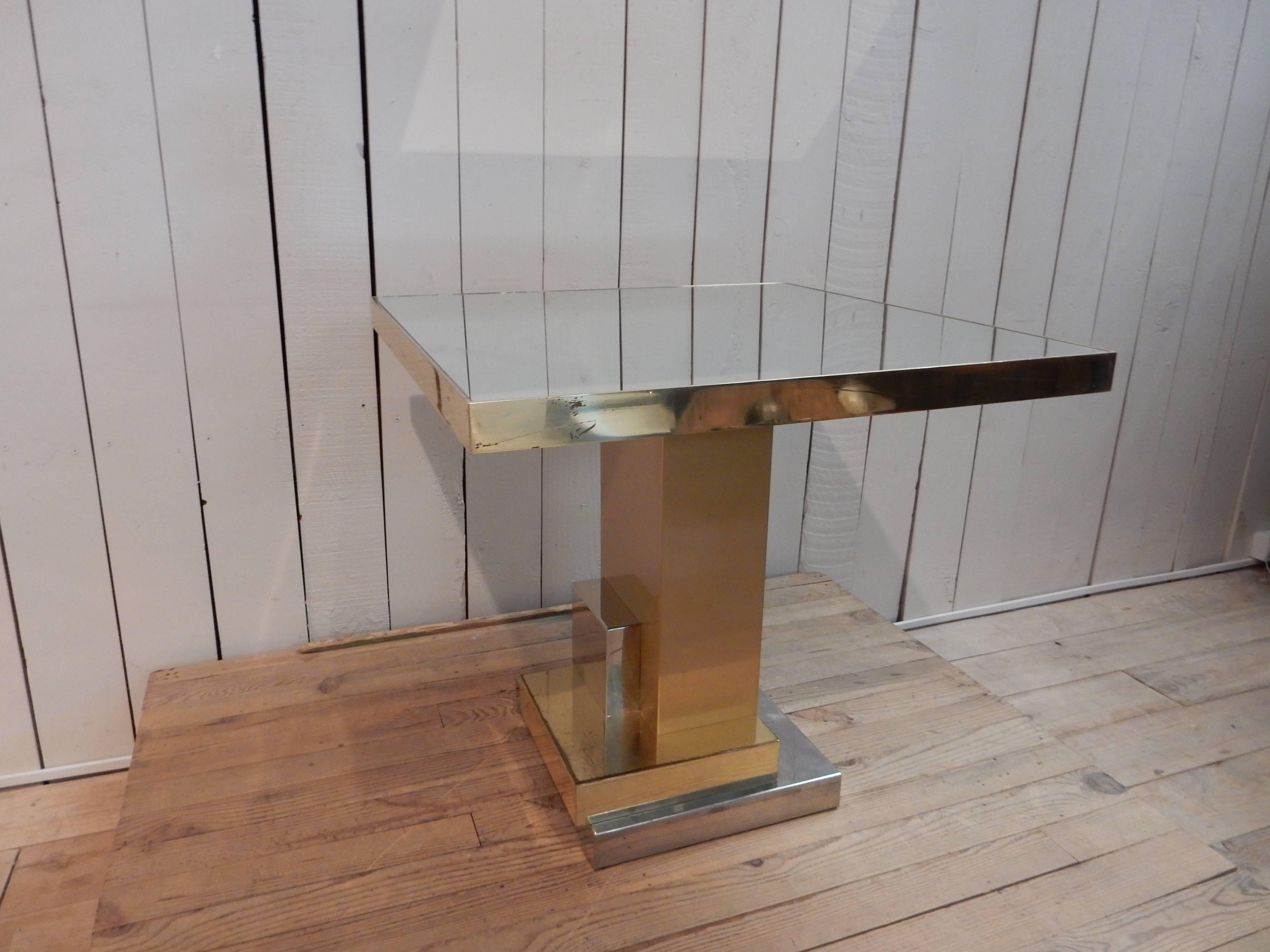 Mid-Century Modern Brass, Steel and Glass Table, circa 1970