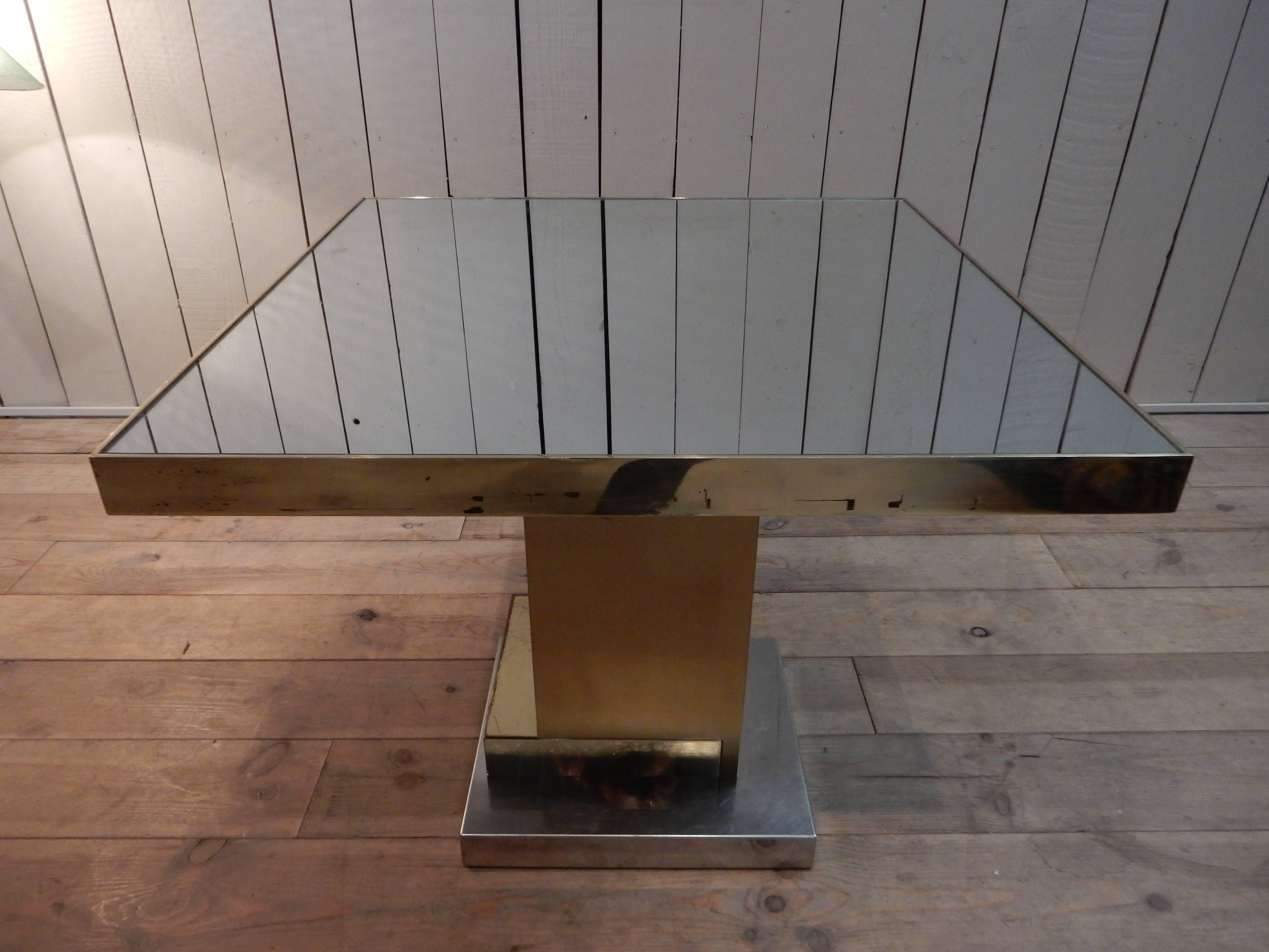 Brass, Steel and Glass Table, circa 1970 2