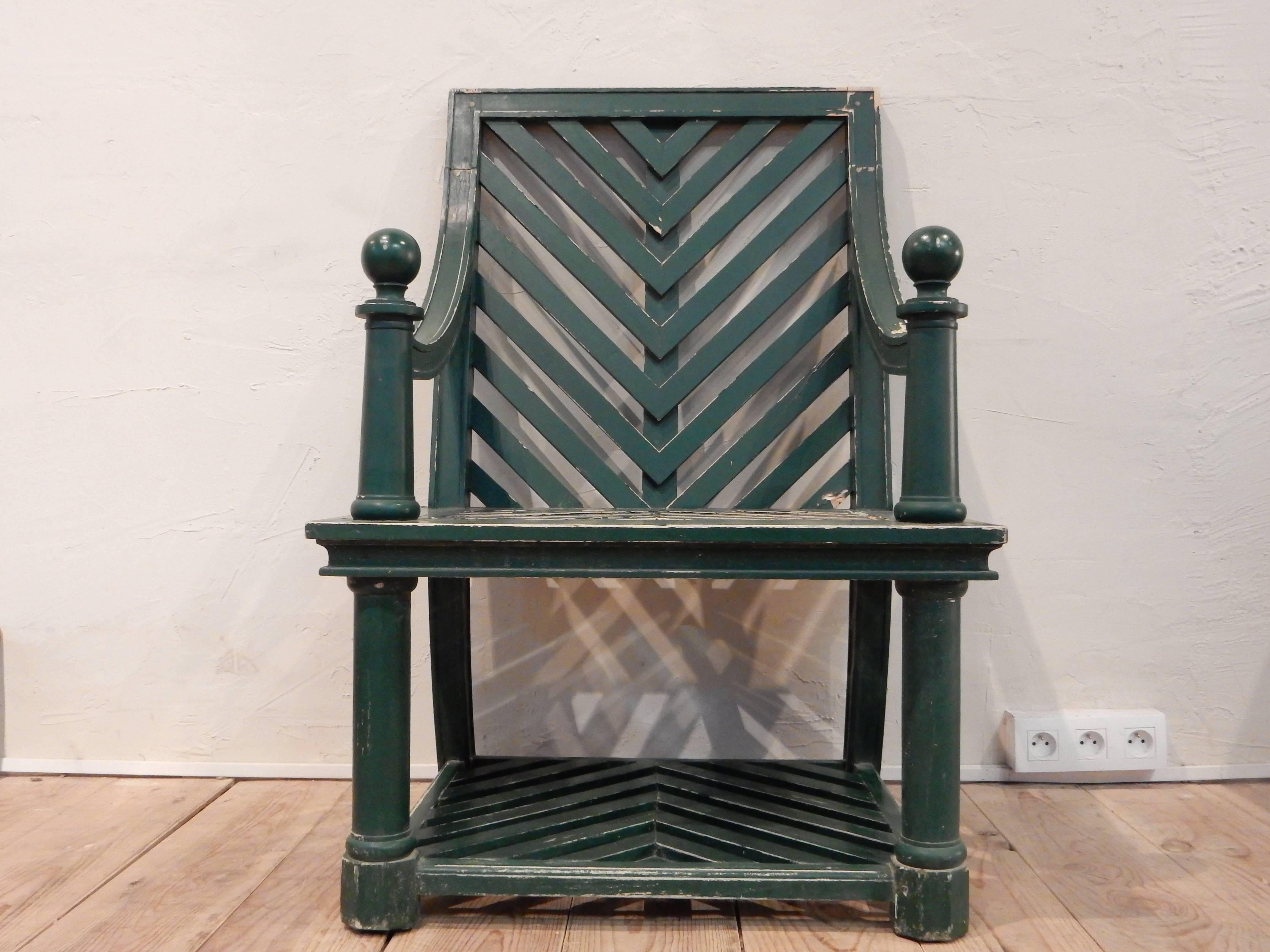 An outside garden armchair created by Emilio Terry (1890-1969) for the Chateau de Groussay, circa 1940. This piece is a réedition from 1991.
