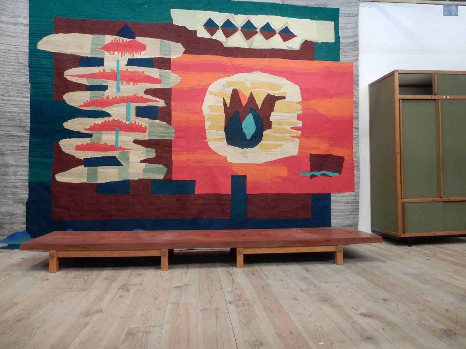 A very monumental tapestry:440x365 cm (26.1x22.3 ml) handmade signed by the swiss painter Max Truninger(1910-1986) with lot of beautiful colors in very good condition!