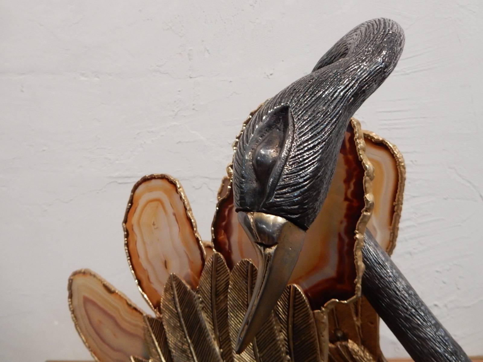 Swan Attribued to Jacques Duval-Brasseur Agate Bronze In Excellent Condition In Couzon au Mont d'Or, FR