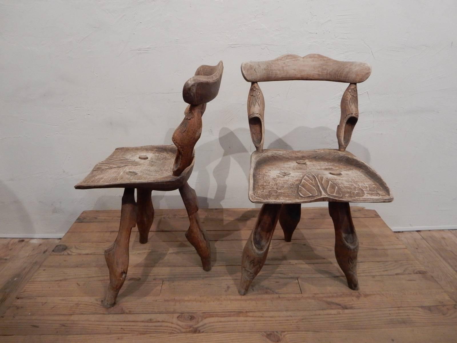Wood Pair of Popular Art Chairs