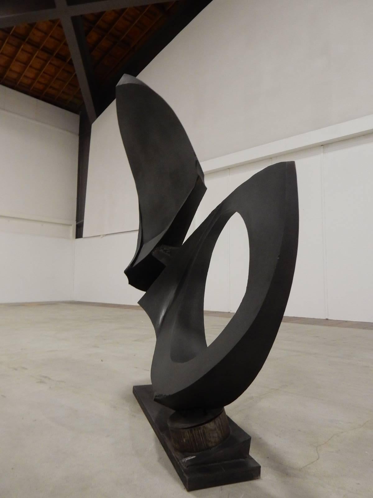 French Huge Sail Welded Steel Sculpture by Cyrille Husson For Sale