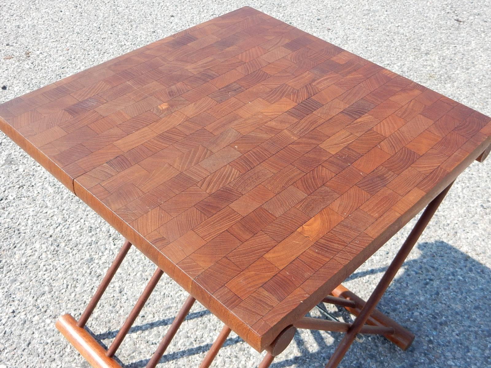 Marquetry Jens Quistgaard Folding Table Tray Teak Wood, 1960