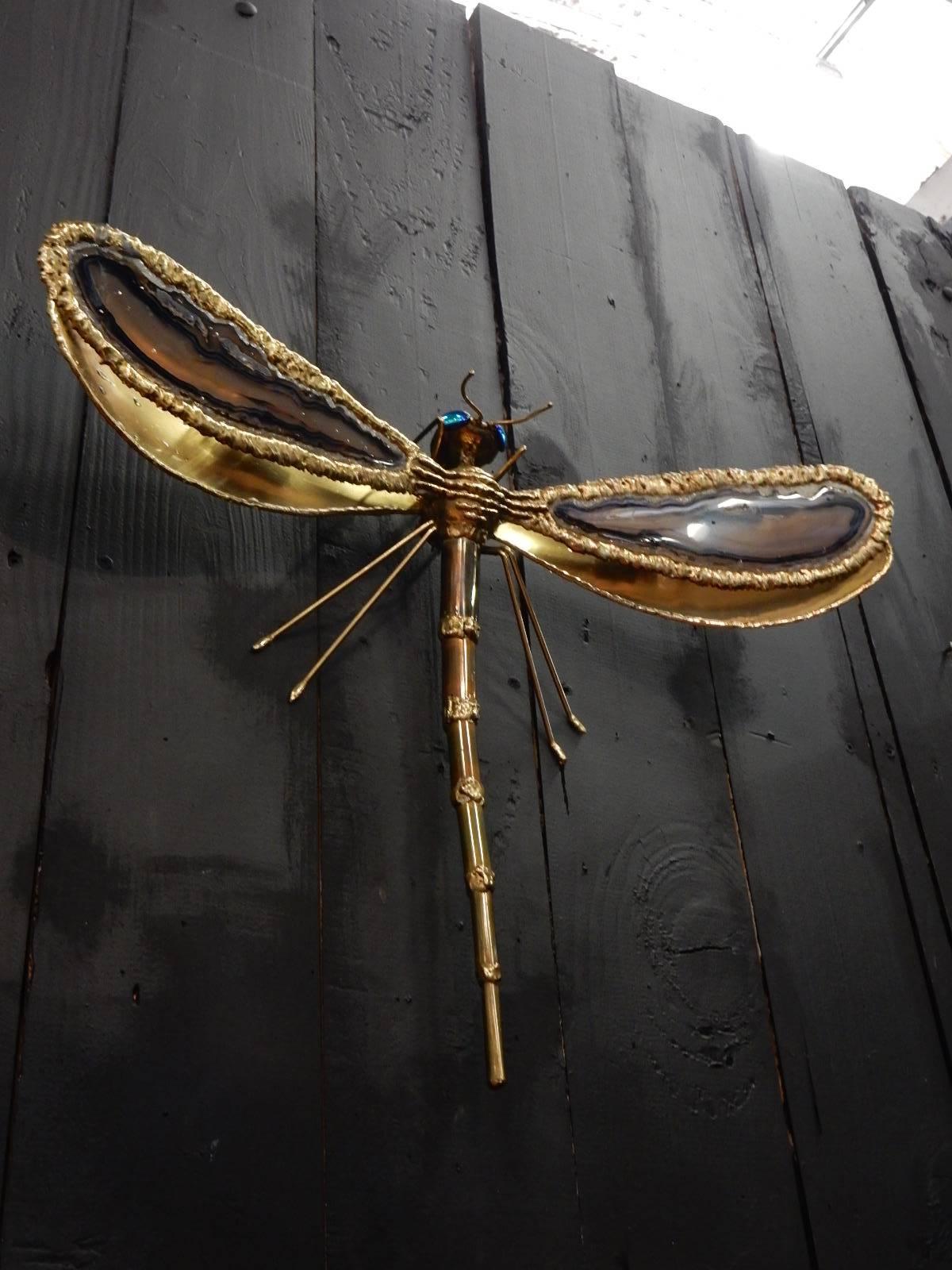 French Jacques Duval Brasseur Dragonfly Sconce, 1970 For Sale